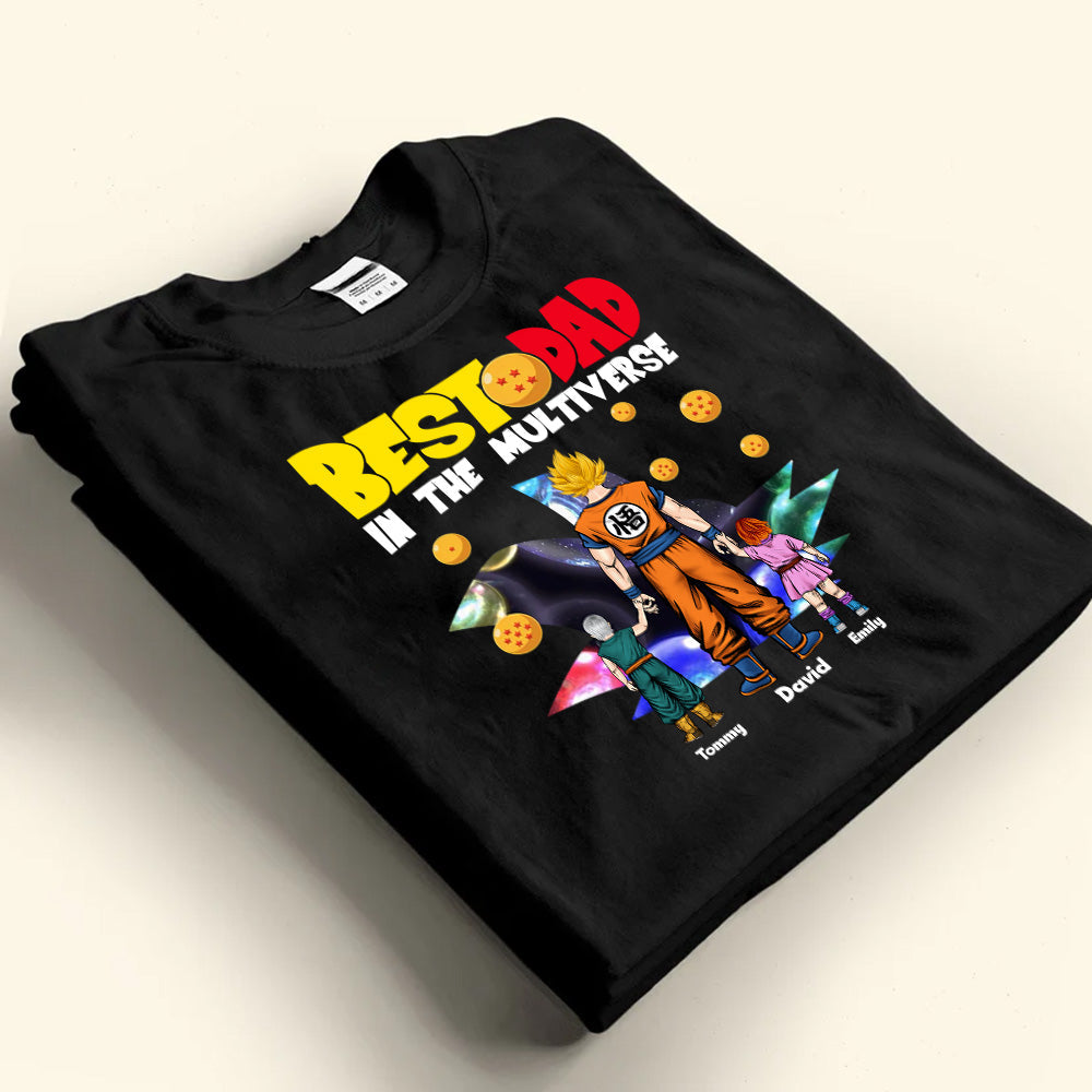 Personalized Best Dad In The Multiverse T-Shirt Gift for Father's Day Cotton Apparel GradoCreations