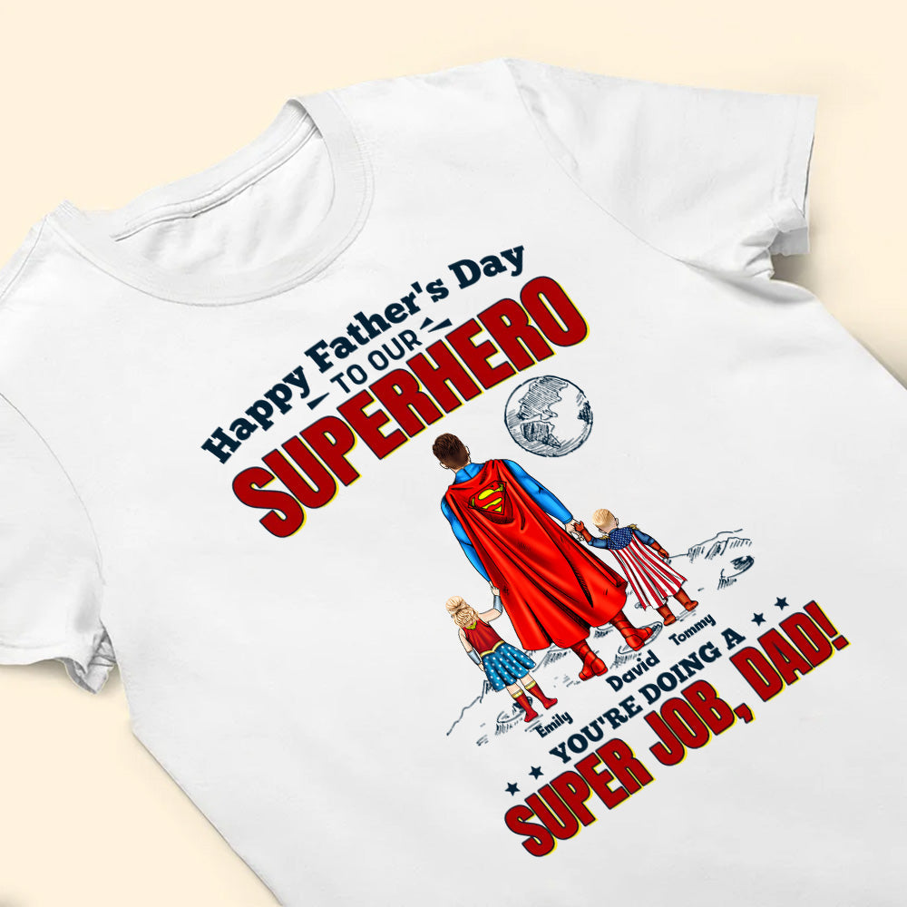 Personalized Superhero Dad T-Shirt Gift for Father’s Day Cotton Apparel GradoCreations