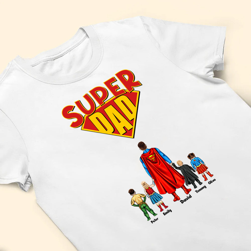 Personalized Super Dad T-Shirt Custom Name Gift for Father's Day Cotton Apparel GradoCreations
