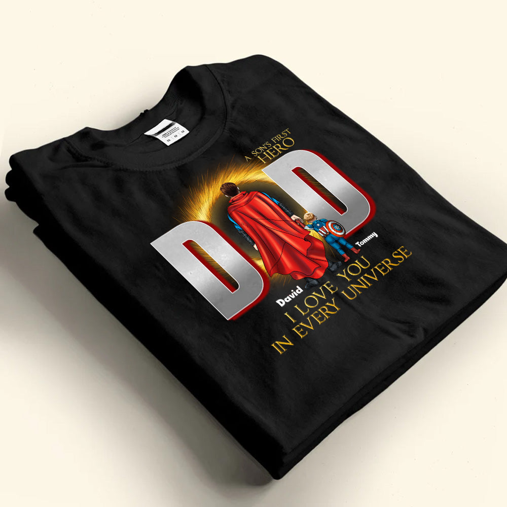 Personalized Superhero Dad T-Shirt Gift for Father's Day Cotton Apparel GradoCreations