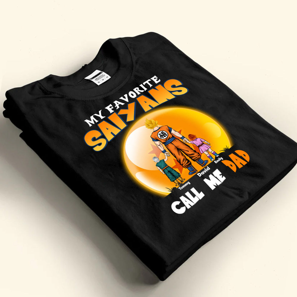 Personalized Saiyan T-Shirt Gift for Dad with Kids' Names - Father's Day Apparel Cotton Apparel GradoCreations