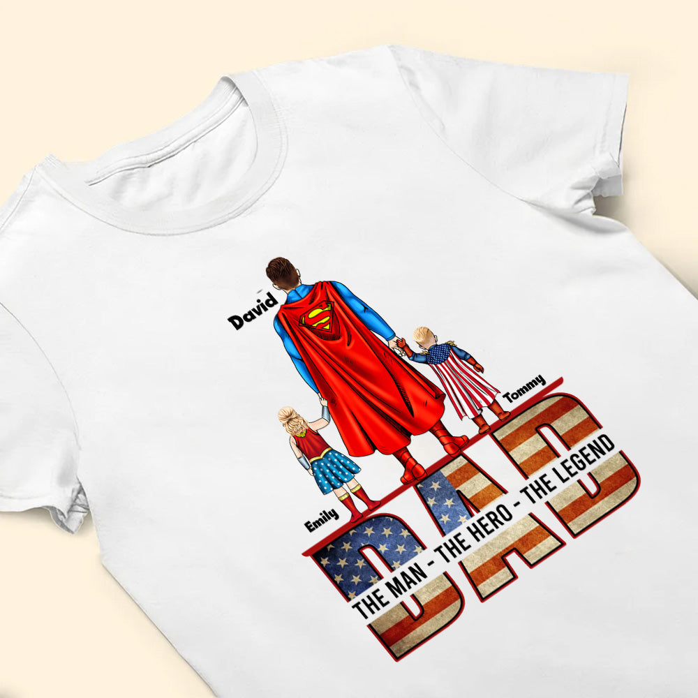 Personalized Superhero Dad T-Shirt Gift for Father's Day Cotton Apparel GradoCreations