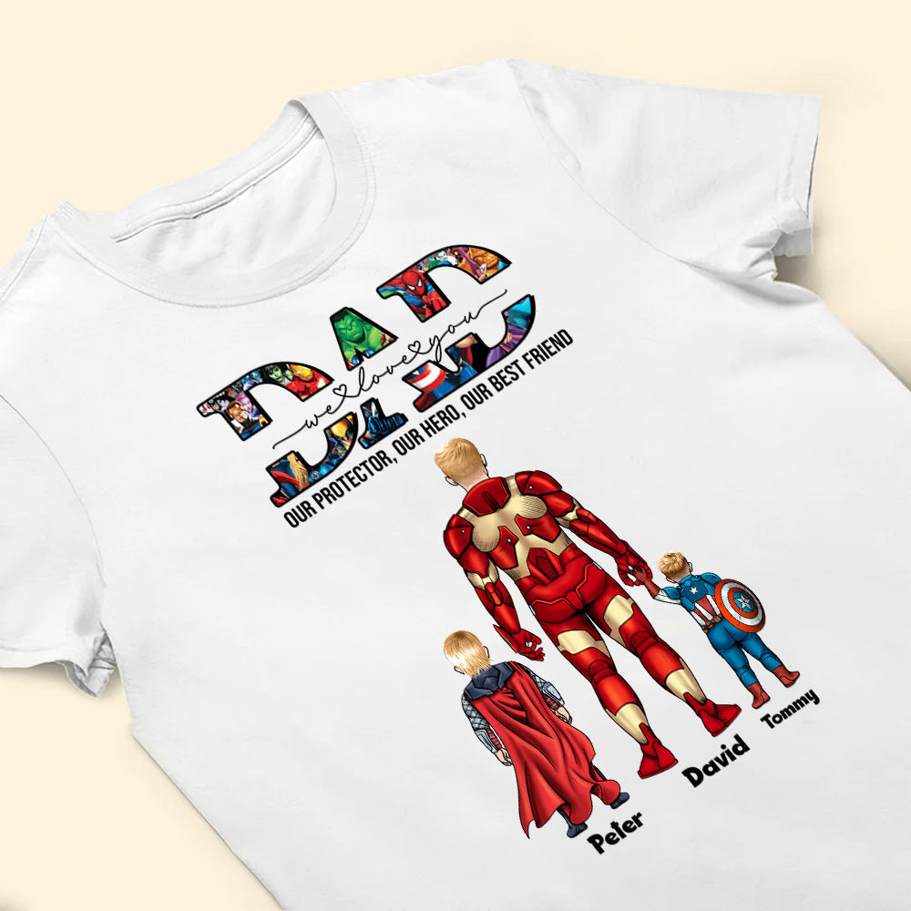 Personalized Superhero Dad T-Shirt Custom Design Gift for Father's Day Cotton Apparel GradoCreations