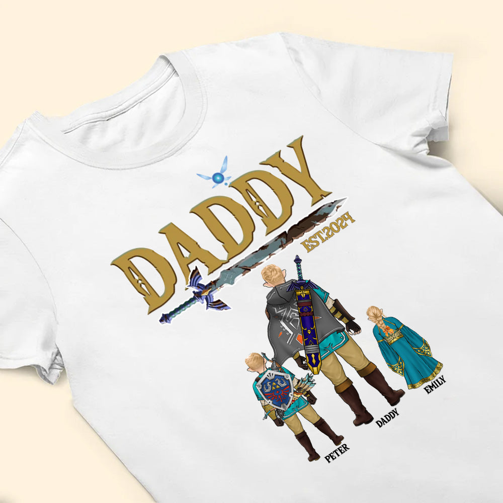 Personalized Zelda Daddy T-Shirt Custom Family Gift for Dad Cotton Apparel GradoCreations
