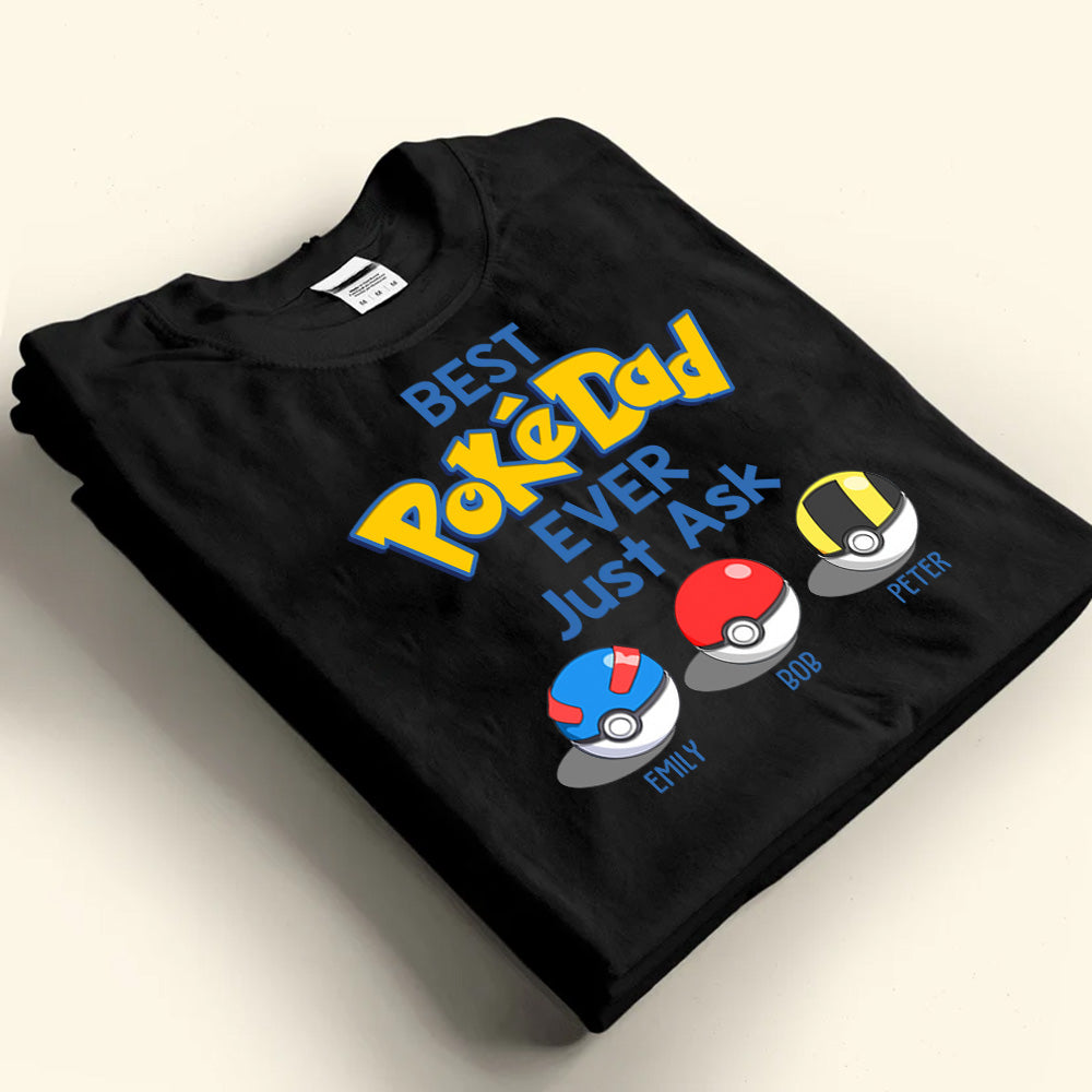 Personalized PokéDad T-Shirt Custom Name Gift for Dad Cotton Apparel GradoCreations