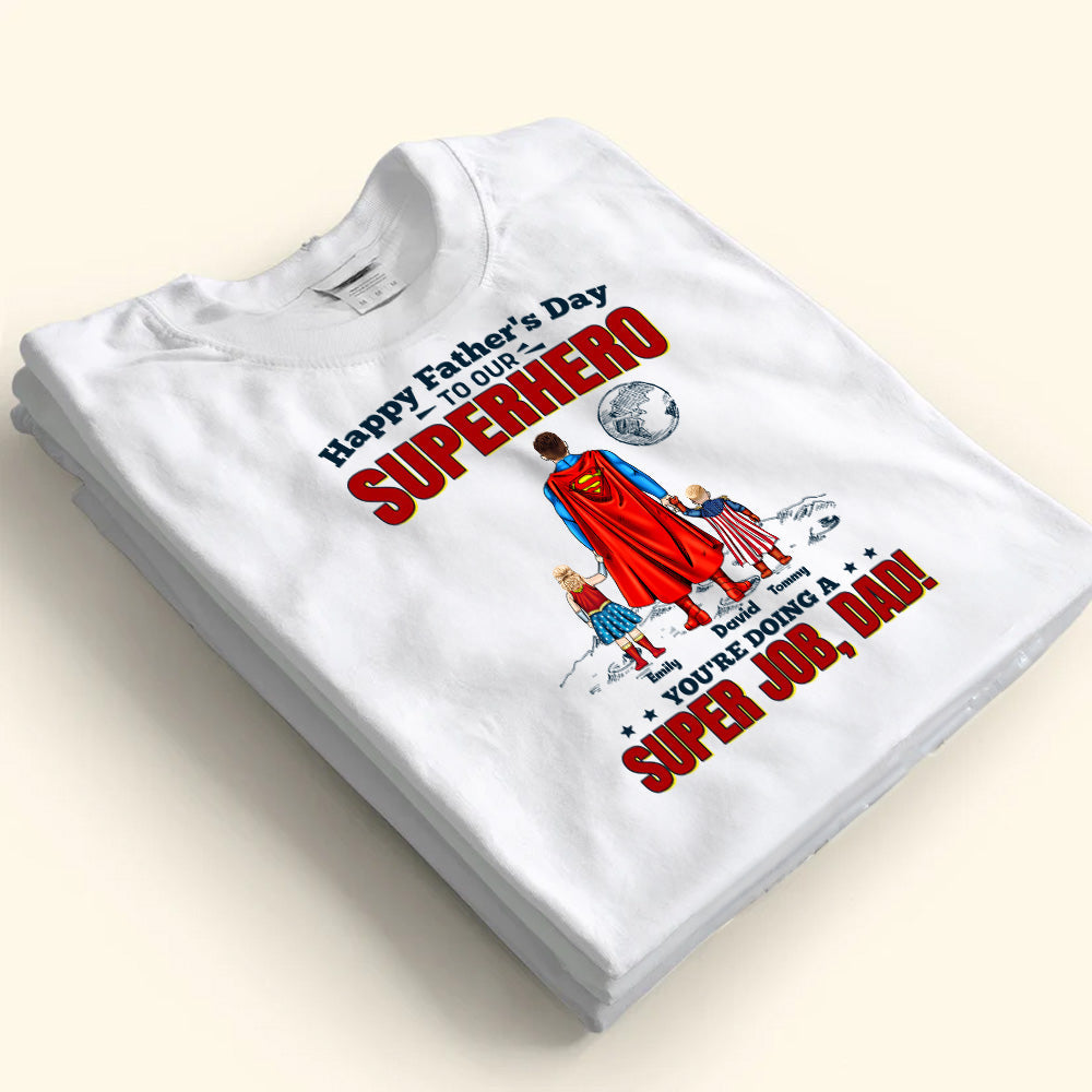Personalized Superhero Dad T-Shirt Gift for Father’s Day Cotton Apparel GradoCreations