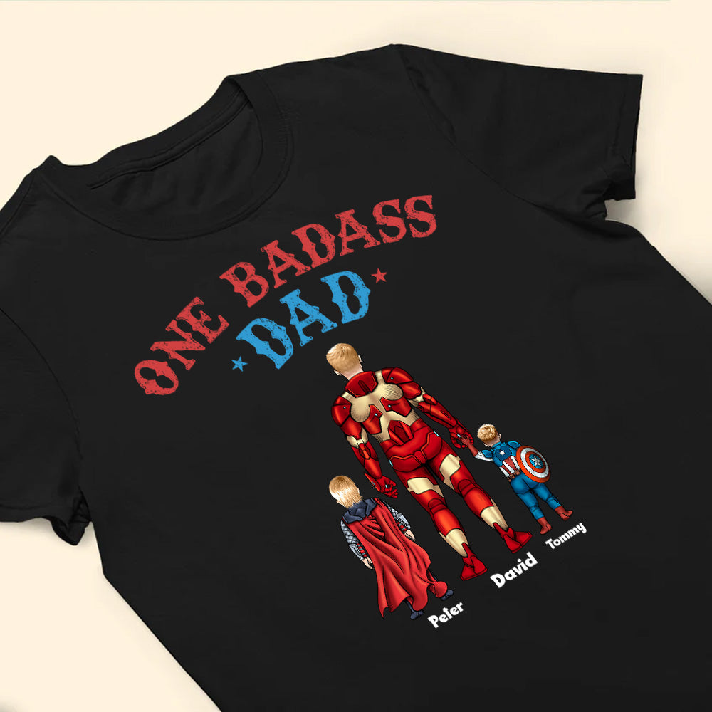 Personalized Superhero Dad T-Shirt Custom Names Gift for Father's Day Cotton Apparel GradoCreations