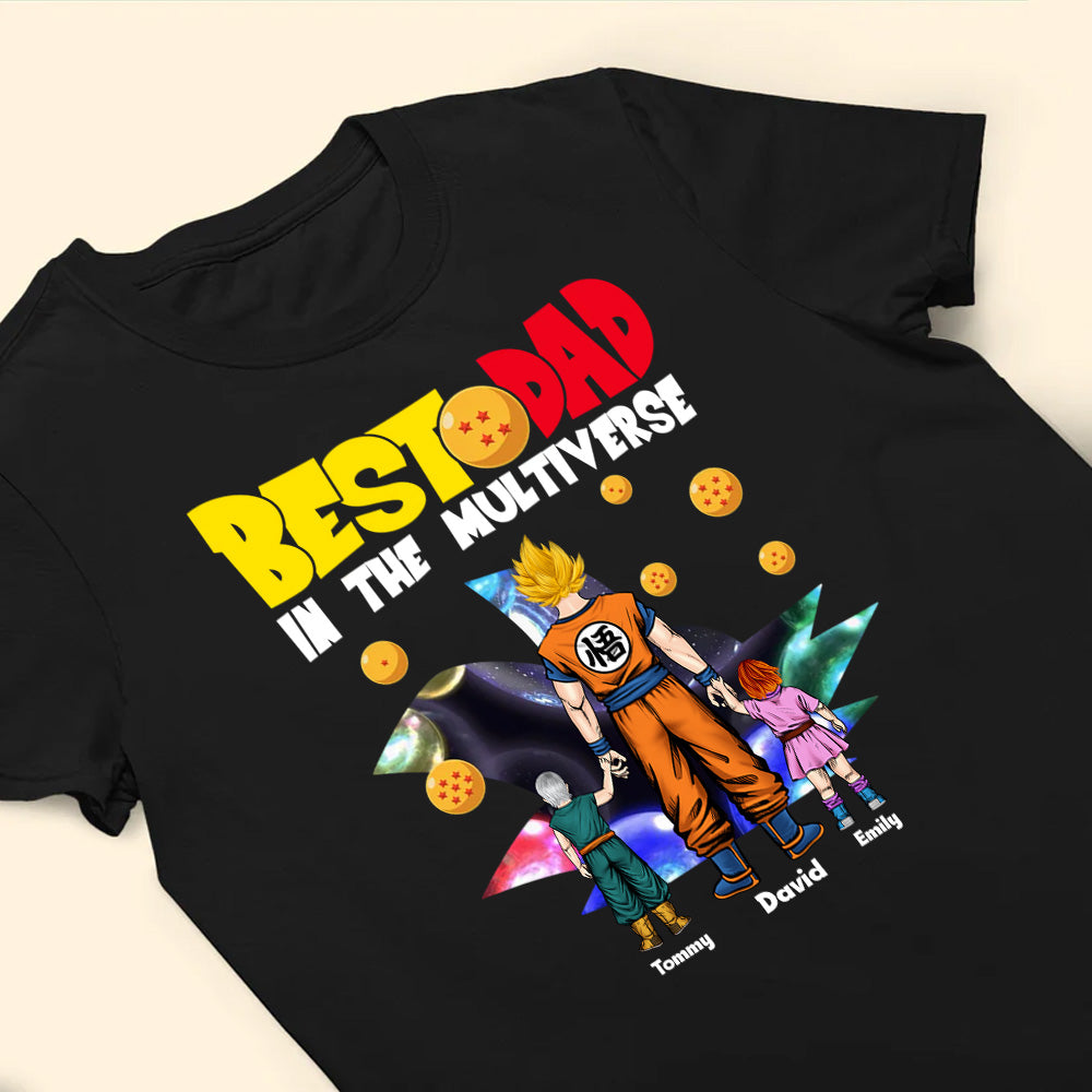 Personalized Best Dad In The Multiverse T-Shirt Gift for Father's Day Cotton Apparel GradoCreations