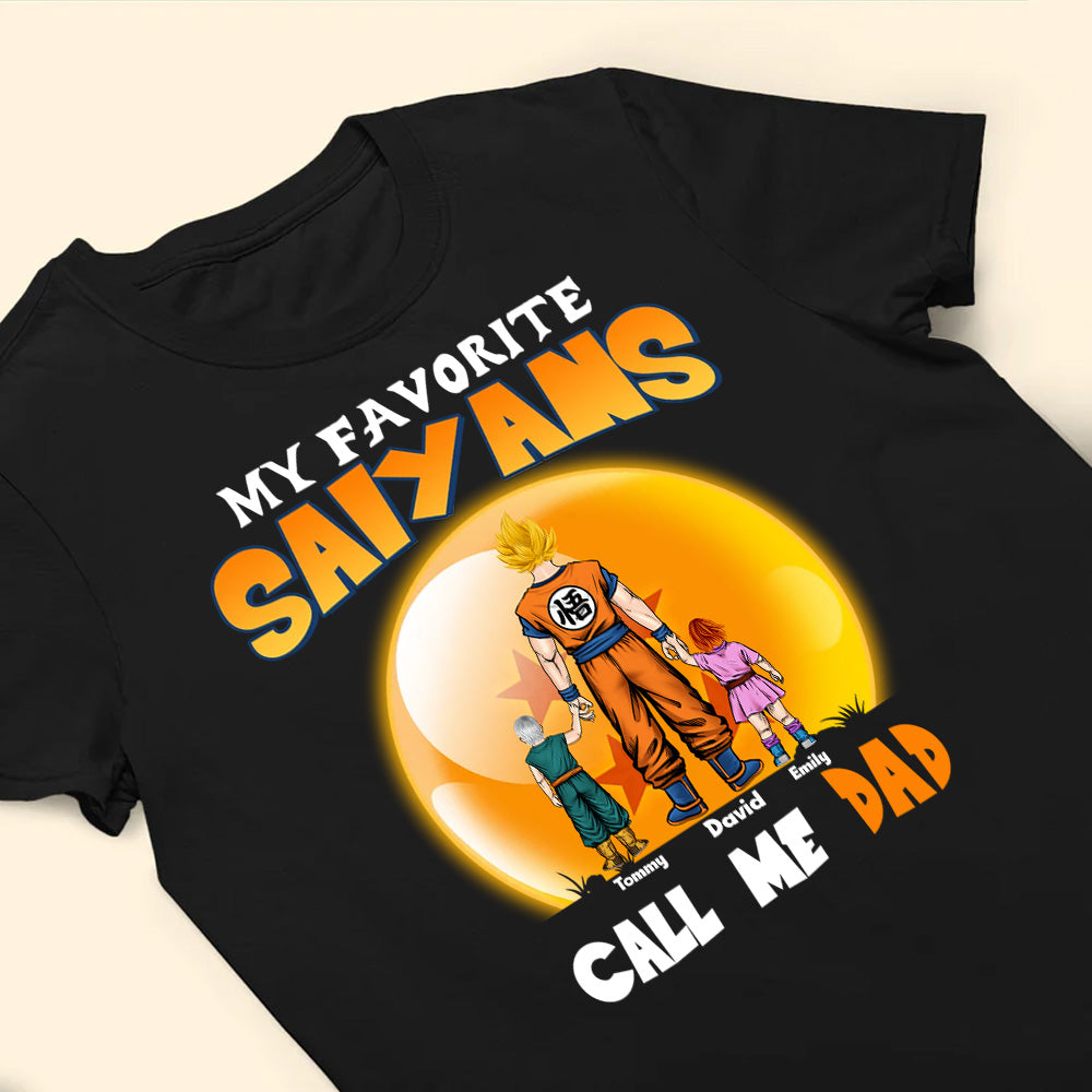 Personalized Saiyan T-Shirt Gift for Dad with Kids' Names - Father's Day Apparel Cotton Apparel GradoCreations