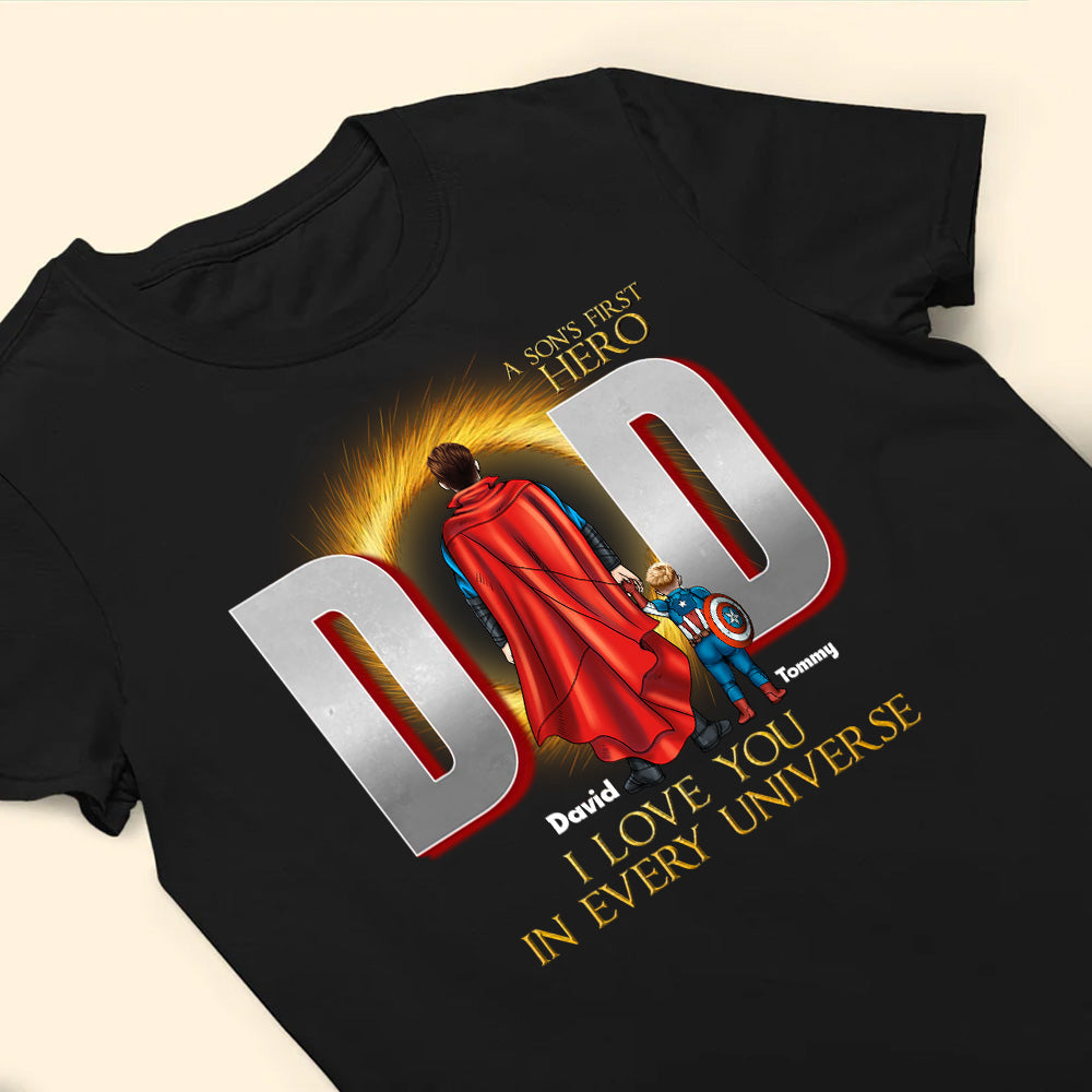 Personalized Superhero Dad T-Shirt Gift for Father's Day Cotton Apparel GradoCreations