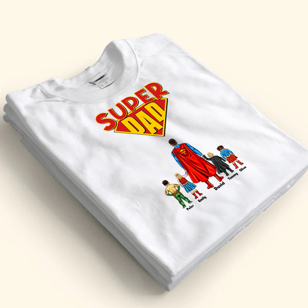 Personalized Super Dad T-Shirt Custom Name Gift for Father's Day Cotton Apparel GradoCreations