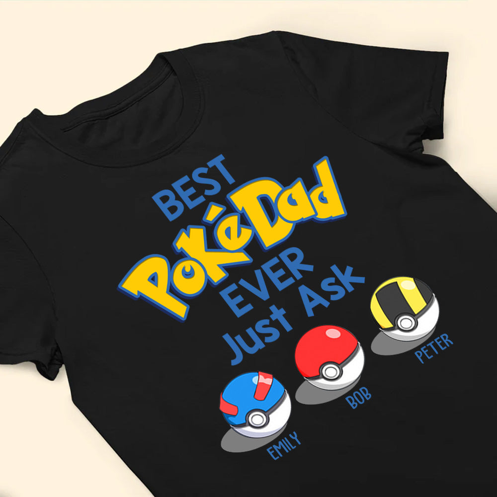 Personalized PokéDad T-Shirt Custom Name Gift for Dad Cotton Apparel GradoCreations