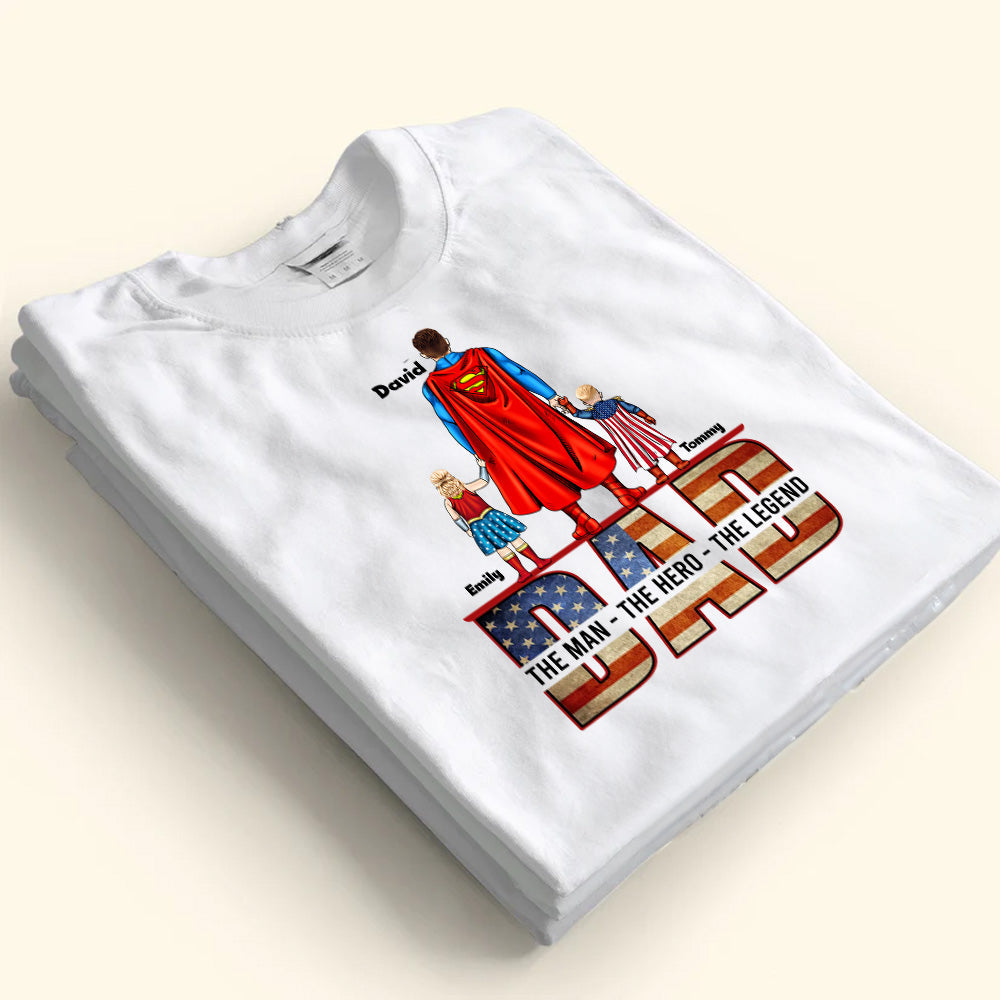 Personalized Superhero Dad T-Shirt Gift for Father's Day Cotton Apparel GradoCreations
