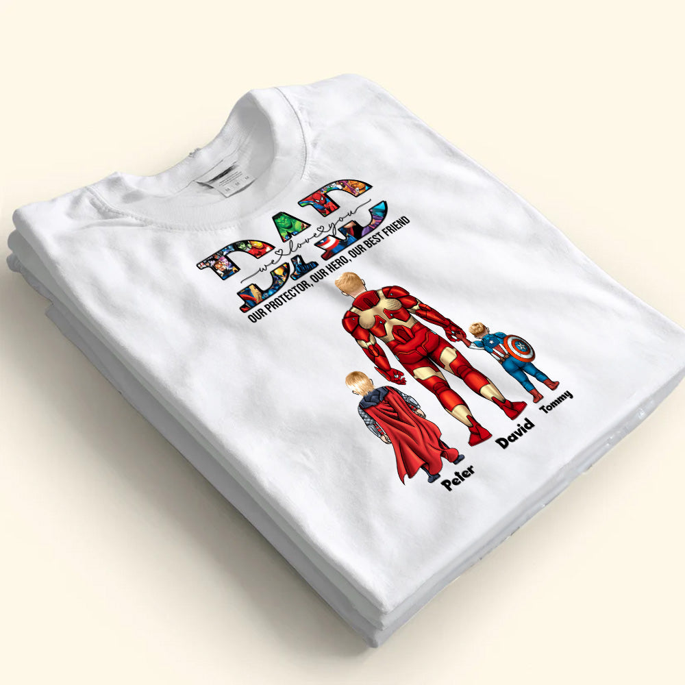 Personalized Superhero Dad T-Shirt Custom Design Gift for Father's Day Cotton Apparel GradoCreations