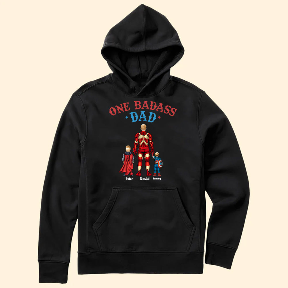 Personalized Superhero Dad T-Shirt Custom Names Gift for Father's Day Cotton Apparel GradoCreations