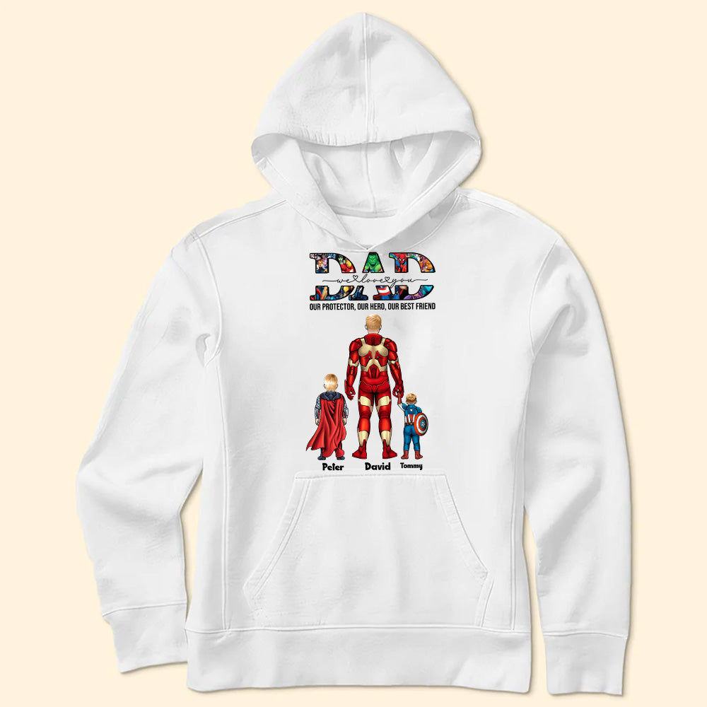 Personalized Superhero Dad T-Shirt Custom Design Gift for Father's Day Cotton Apparel GradoCreations