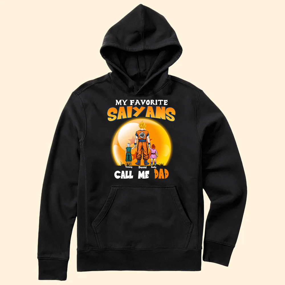 Personalized Saiyan T-Shirt Gift for Dad with Kids' Names - Father's Day Apparel Cotton Apparel GradoCreations