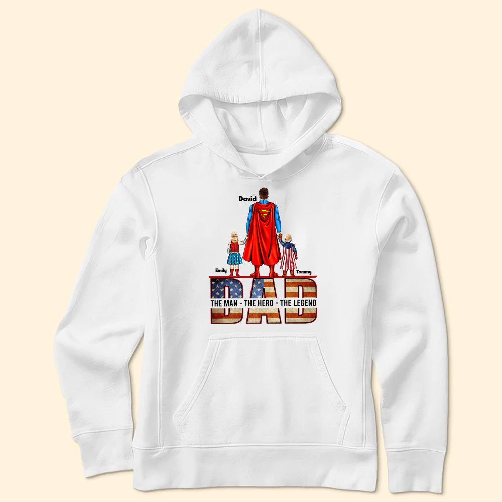 Personalized Superhero Dad T-Shirt Gift for Father's Day Cotton Apparel GradoCreations