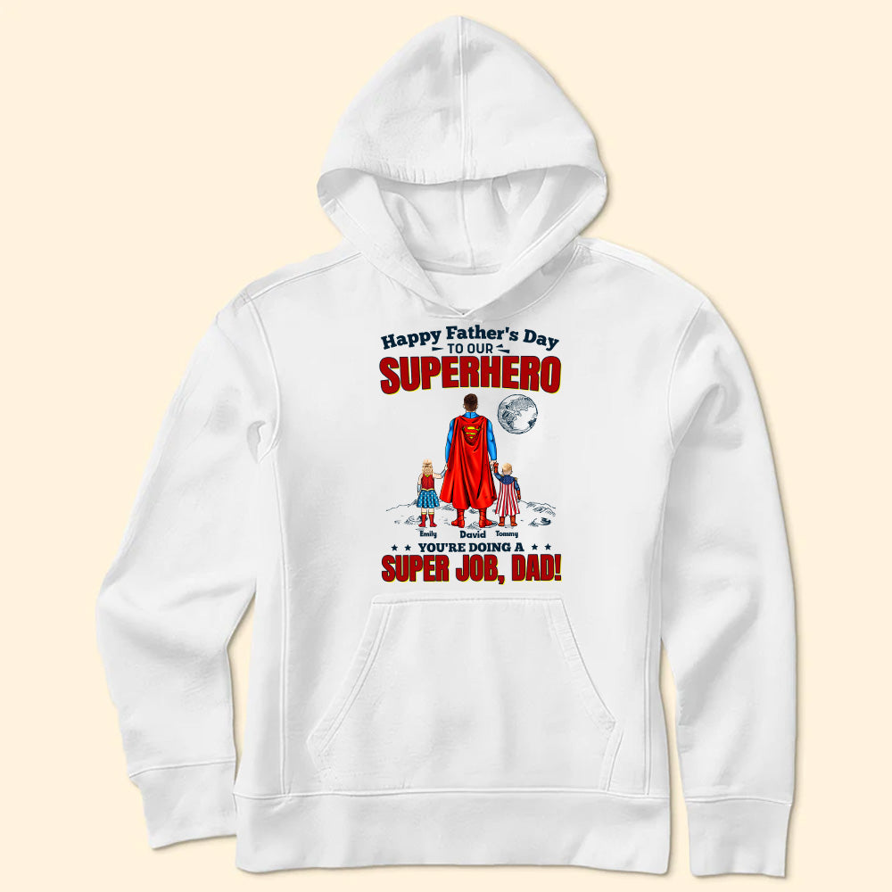 Personalized Superhero Dad T-Shirt Gift for Father’s Day Cotton Apparel GradoCreations