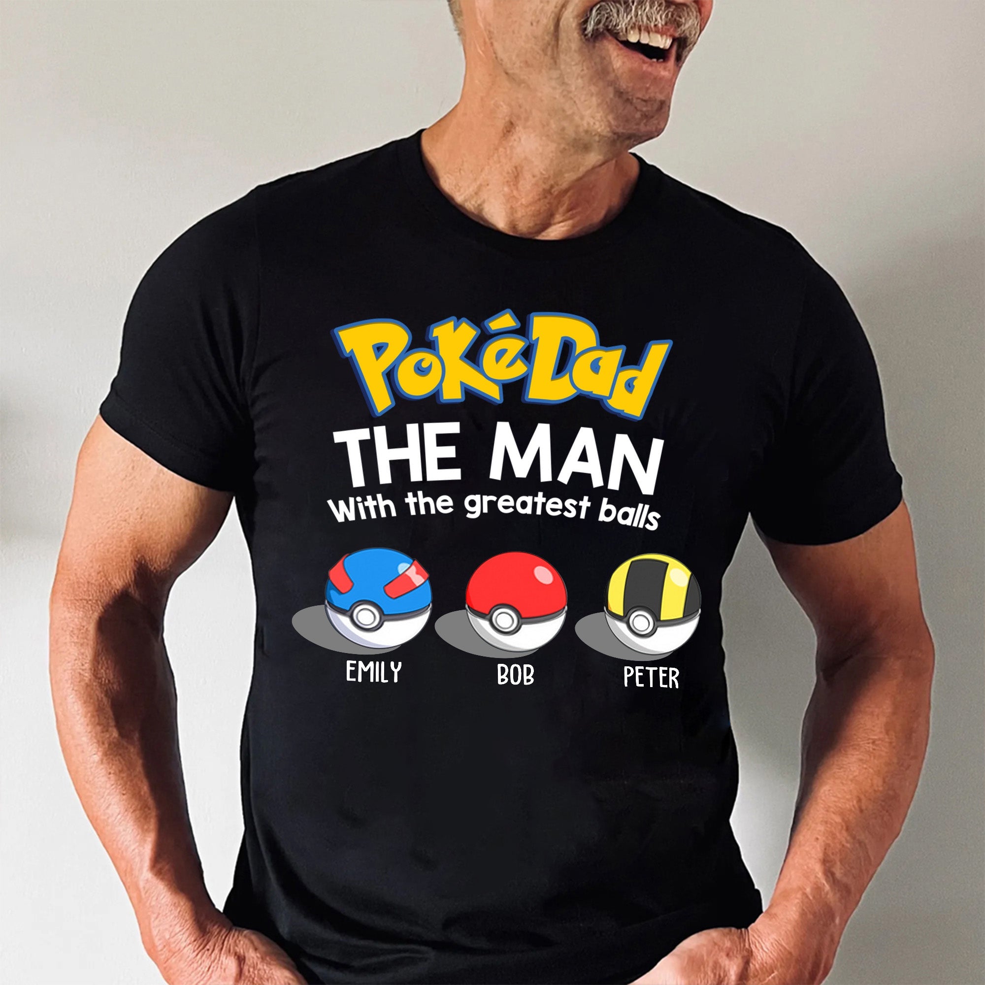 Personalized Pokémon Dad Shirt Gift for Father's Day | Custom Name Cotton Apparel GradoCreations