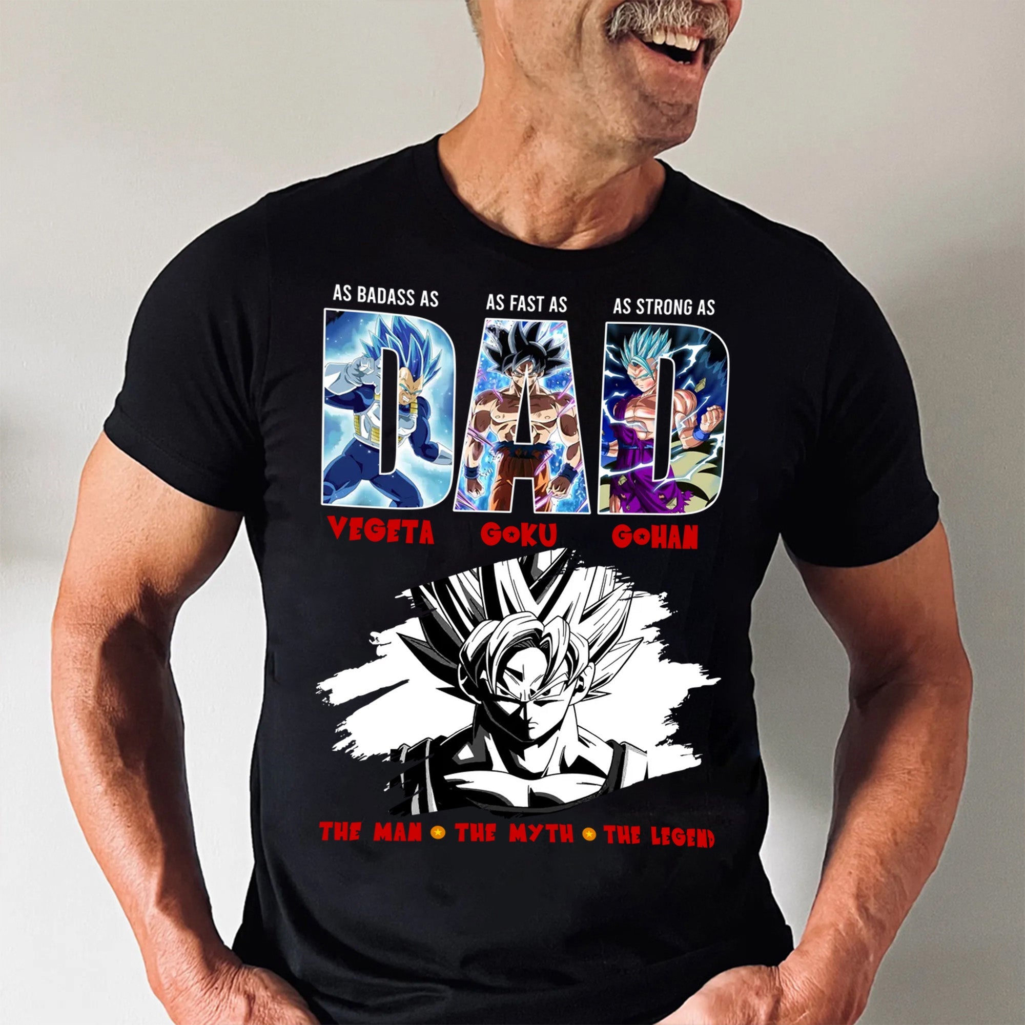 Personalized Goku Dad Shirt Custom Name Gift for Father's Day Cotton Apparel GradoCreations
