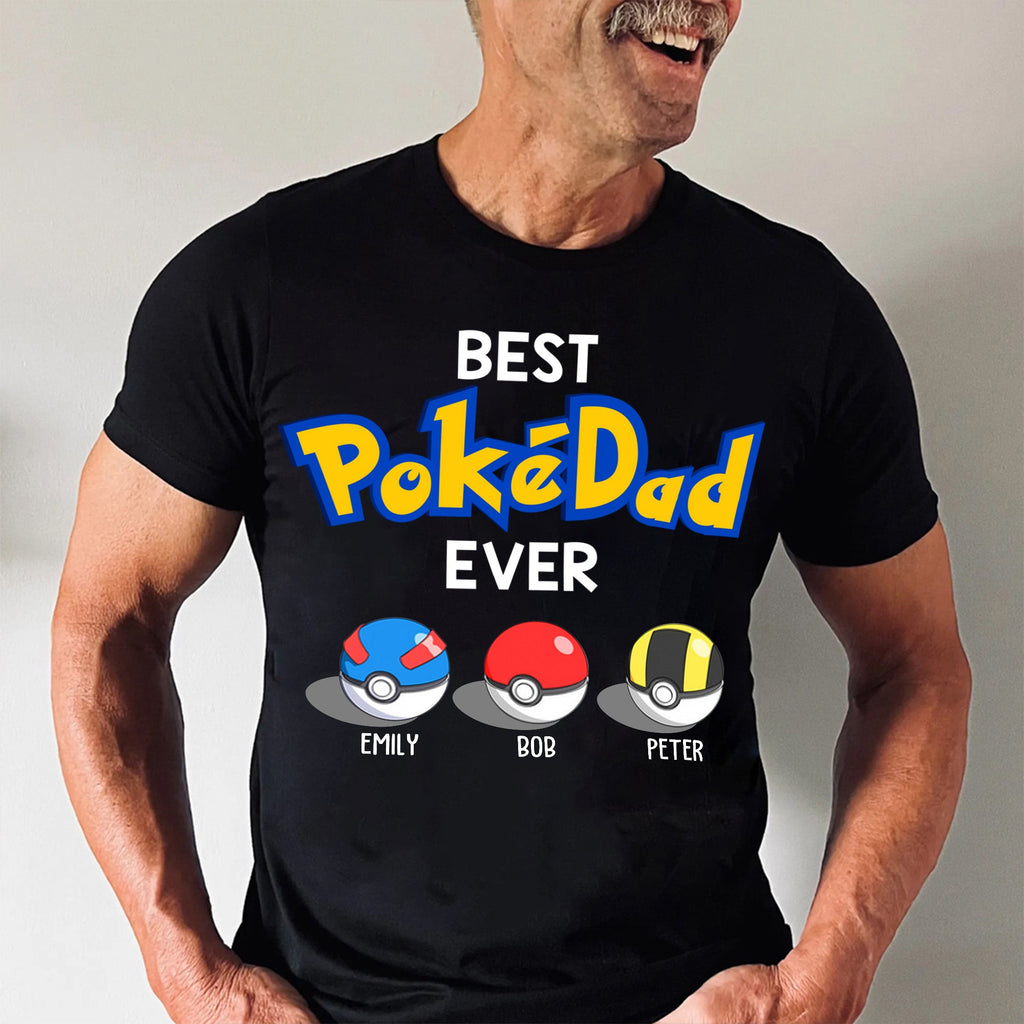 Personalized Funny Pokémon Dad Shirt Gift for Father's Day Cotton Apparel GradoCreations