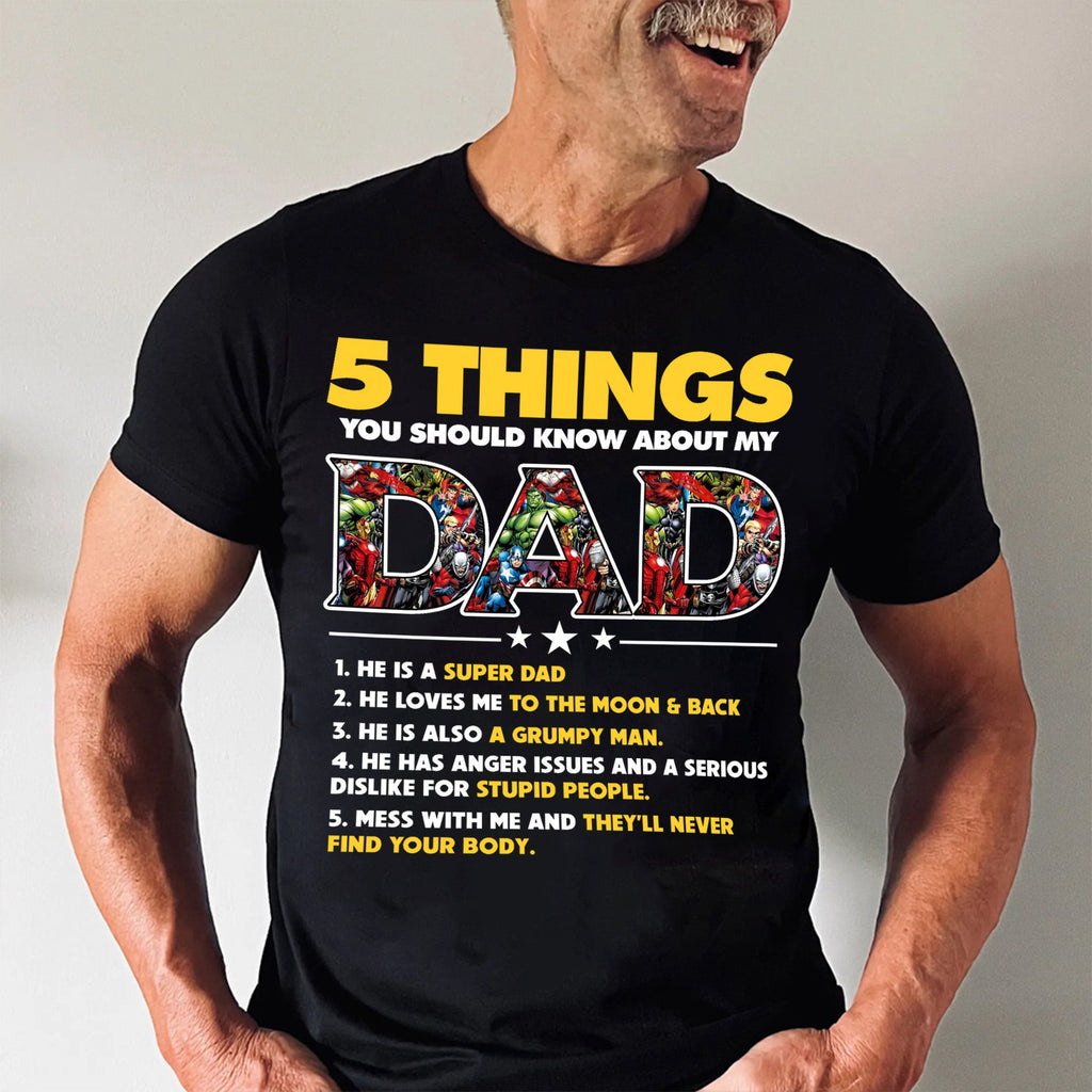Personalized Super Hero Dad Shirt Custom Message Gift for Father's Day Cotton Apparel GradoCreations