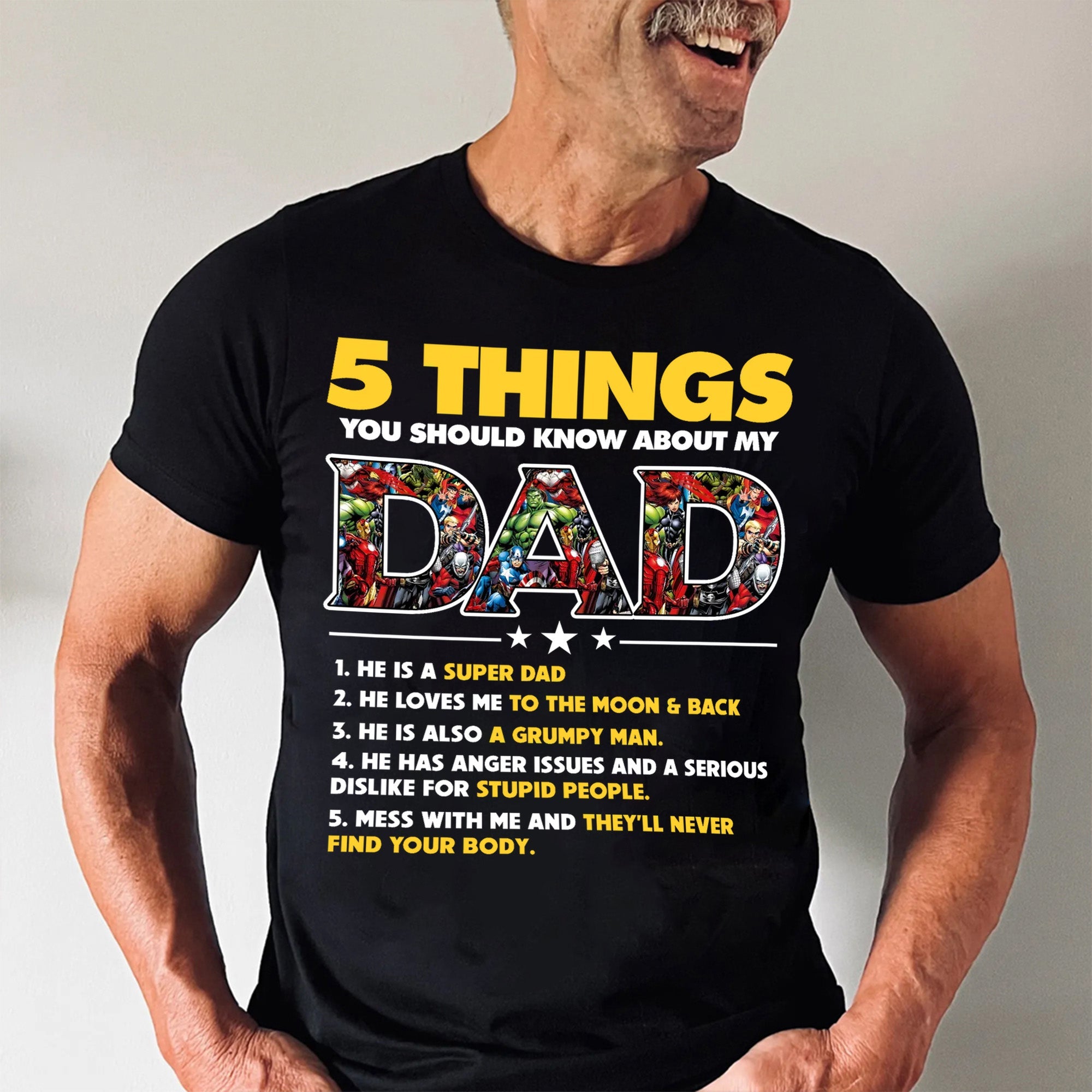 Personalized Super Hero Dad Shirt Custom Message Gift for Father's Day Cotton Apparel GradoCreations
