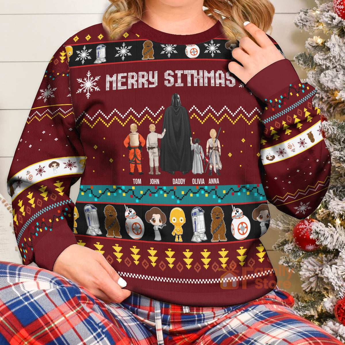 Christmas Personalized Ugly Sweater for Dad, Grandpa, Husband - Custom Family Gift