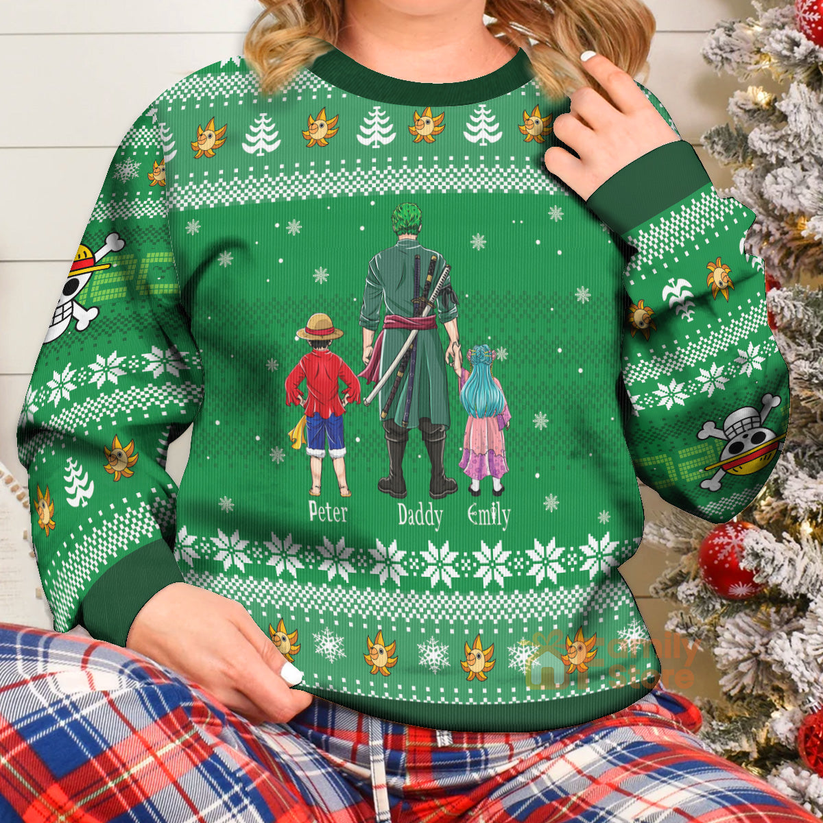 Personalized Chibi Family Ugly Sweater Gift for Dad | Christmas