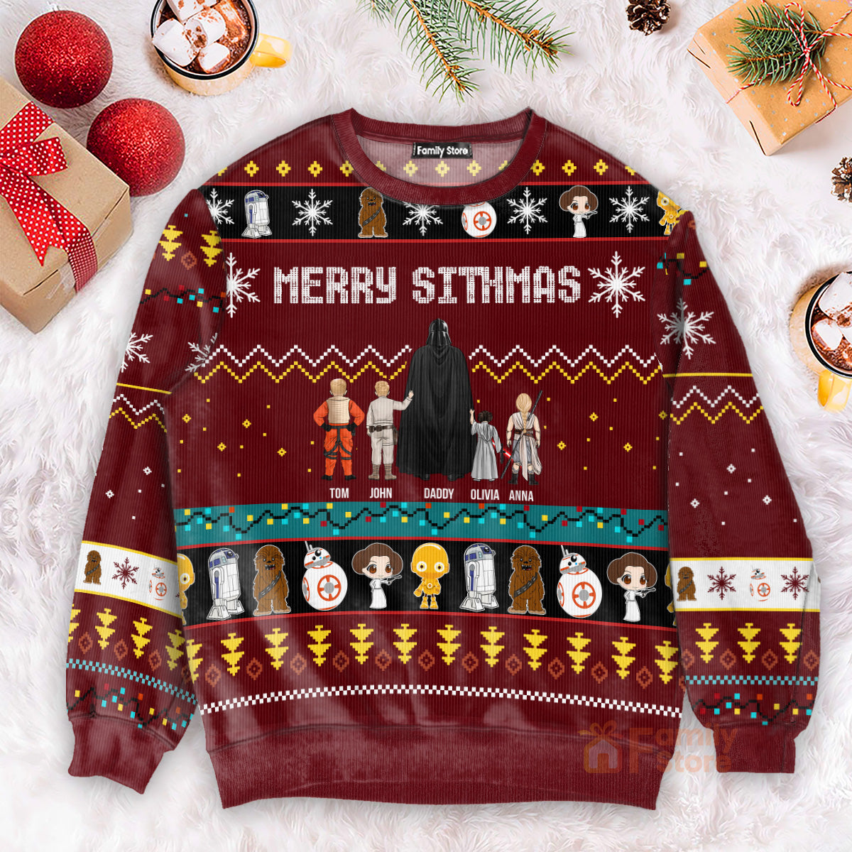Christmas Personalized Ugly Sweater for Dad, Grandpa, Husband - Custom Family Gift