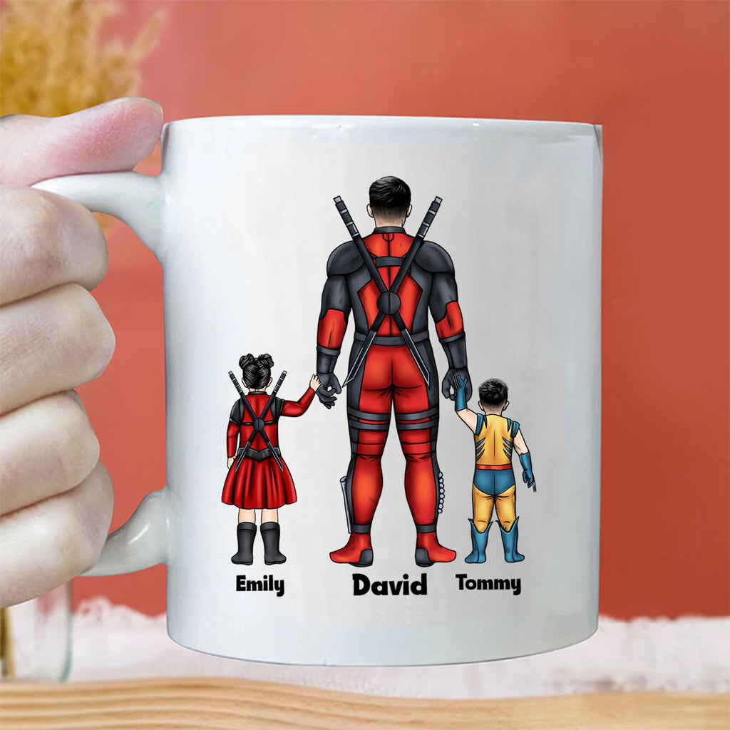 Personalized Super Dad Ceramic Mug Custom Family Names Gift for Dad