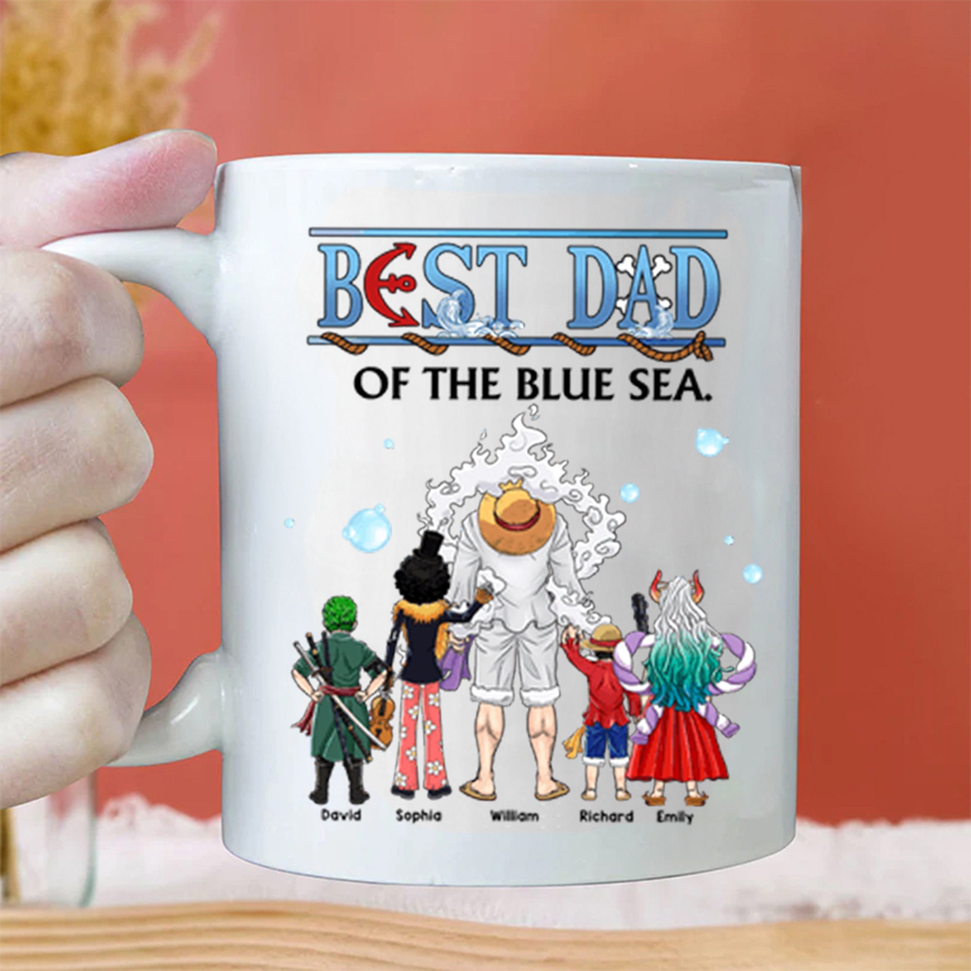Personalized Ceramic Mug Best Dad of the Blue Sea Gift