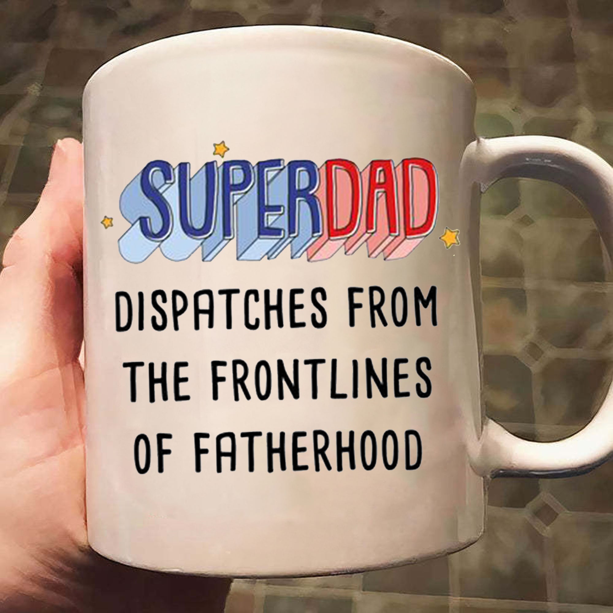 Personalized Super Dad Ceramic Mug Custom Family Names Gift for Dad