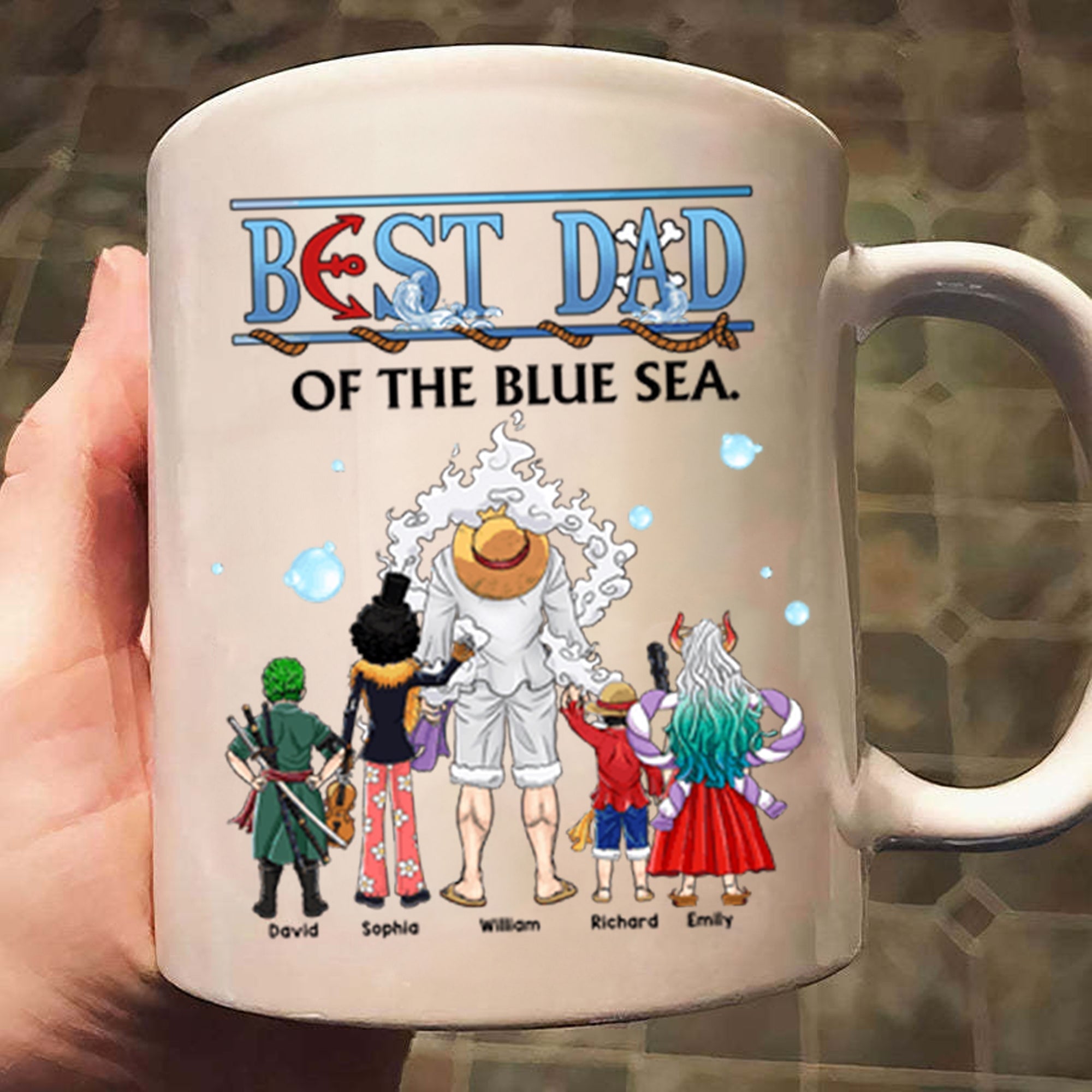 Personalized Ceramic Mug Best Dad of the Blue Sea Gift