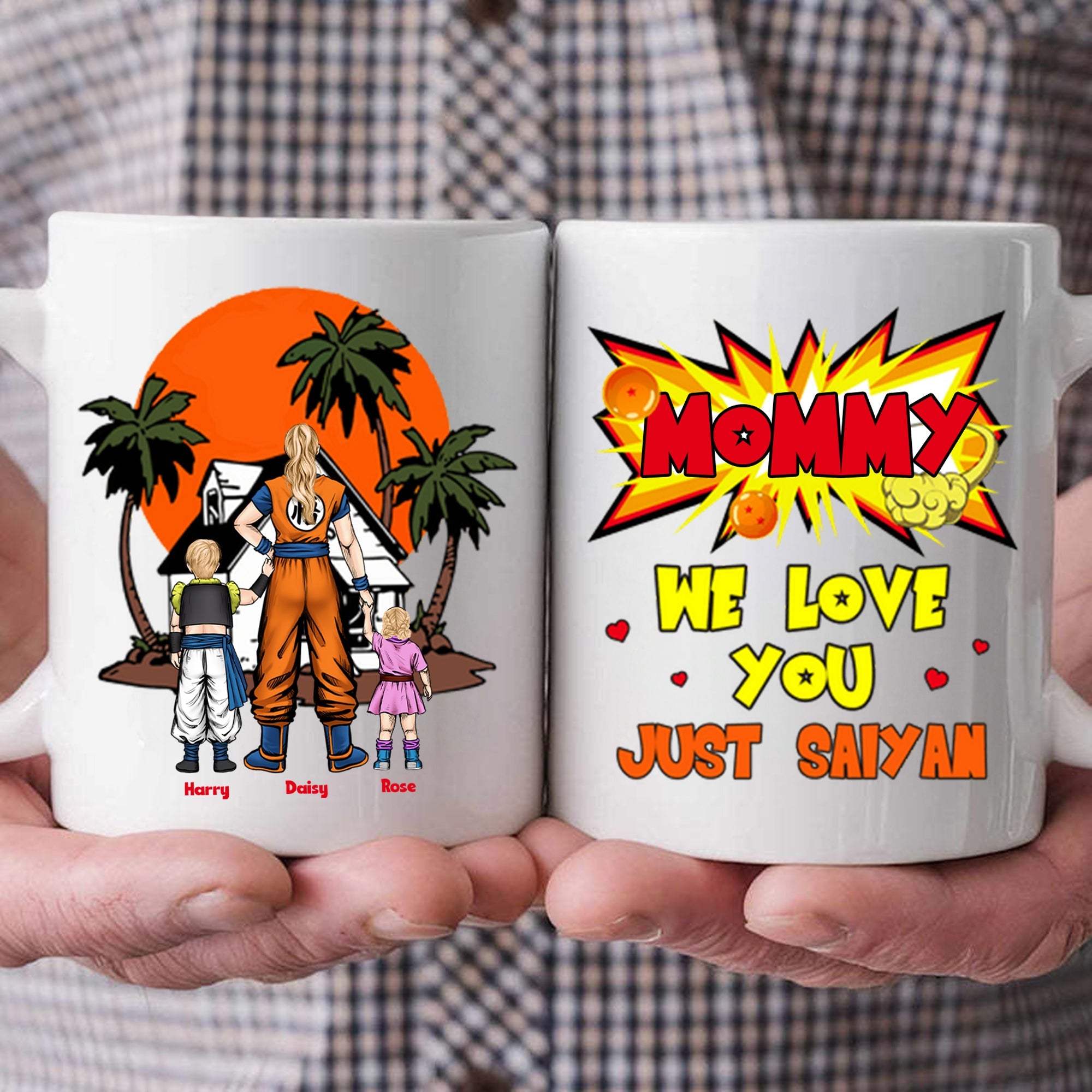 Personalized Saiyan Mom Mug Custom Family Names Gift