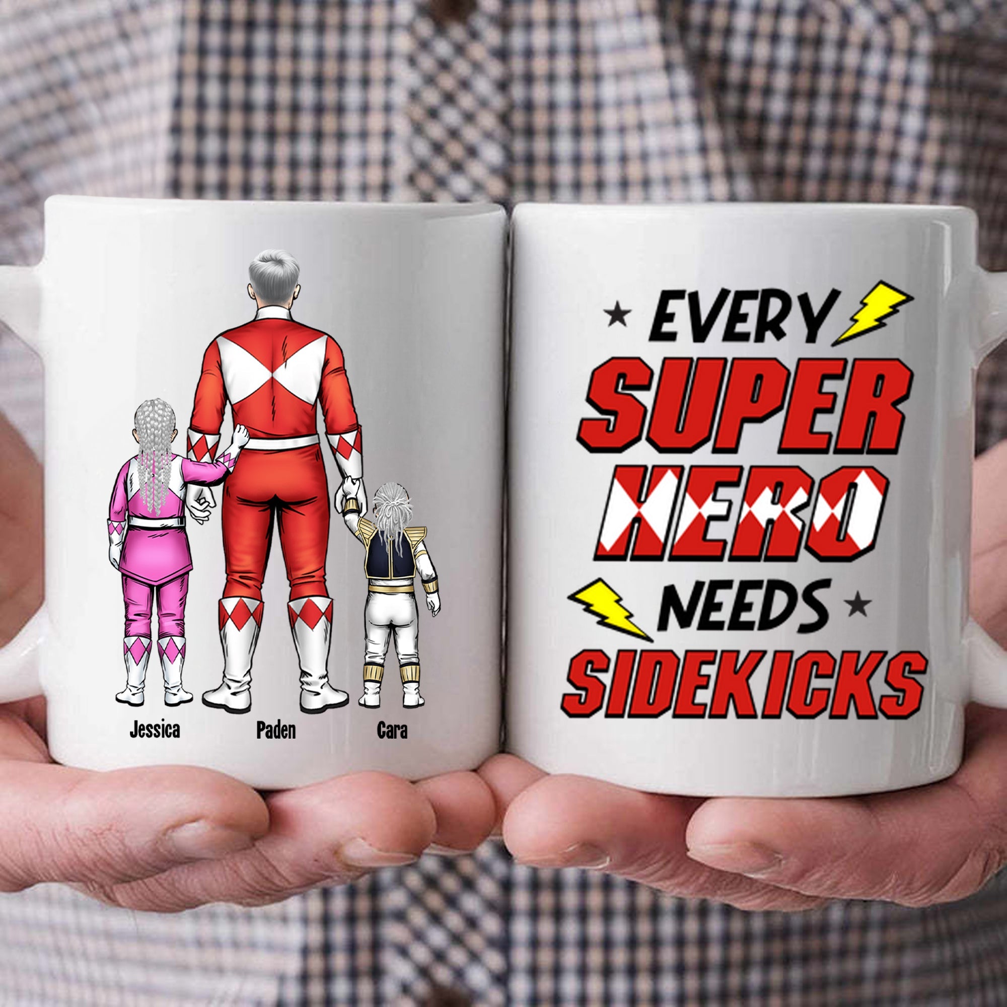 Personalized Superhero Mug Gift for Mom with Custom Names