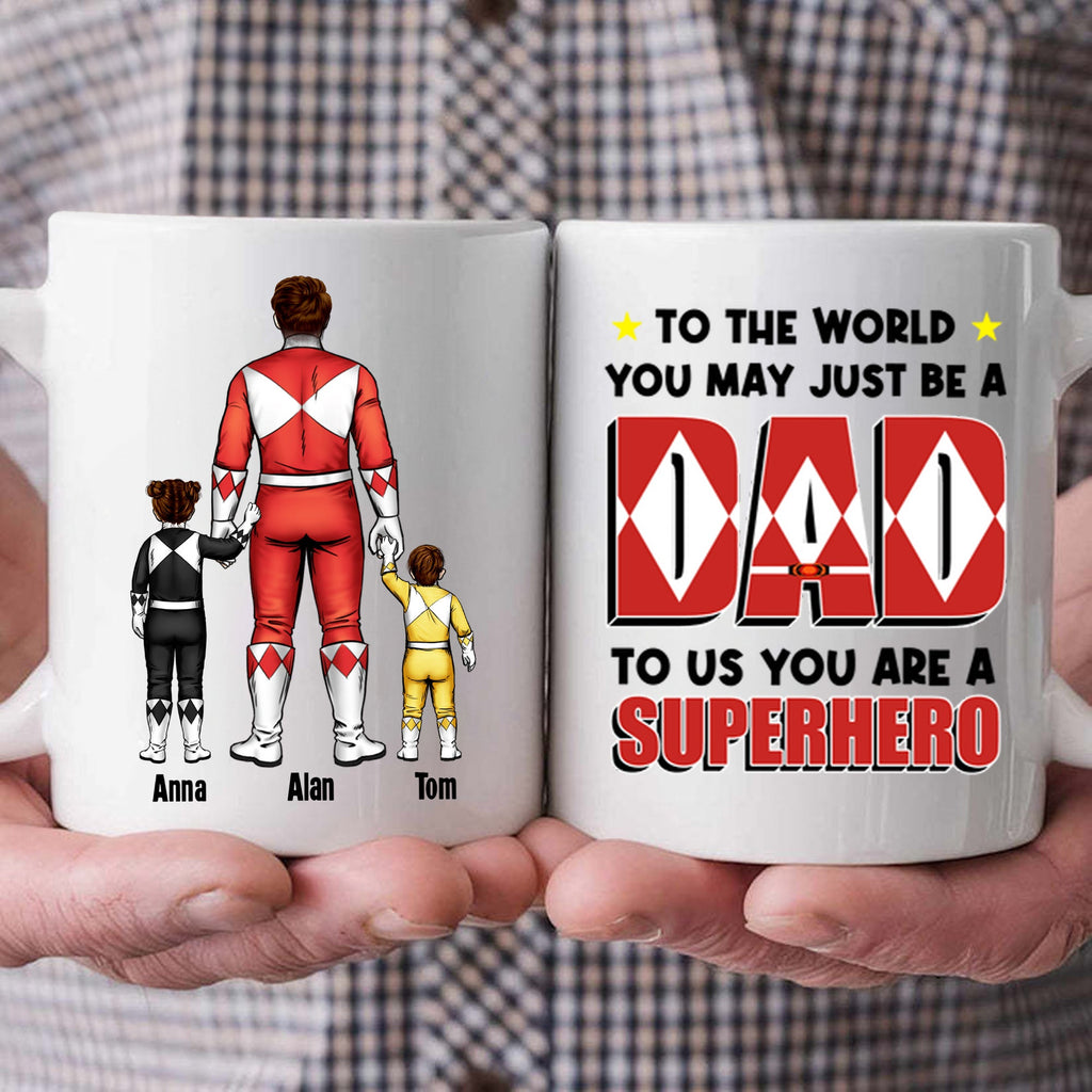 Personalized Ceramic Mug for Dad - Superhero Gift, Family Customization