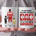 Personalized Ceramic Mug for Dad - Superhero Gift, Family Customization