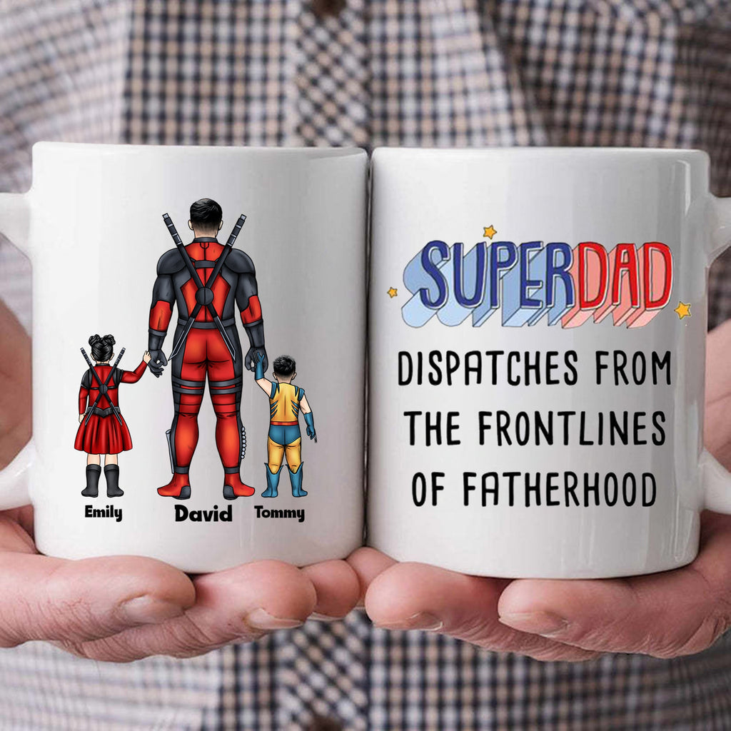 Personalized Super Dad Ceramic Mug Custom Family Names Gift for Dad