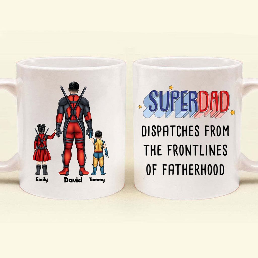 Personalized Super Dad Ceramic Mug Custom Family Names Gift for Dad