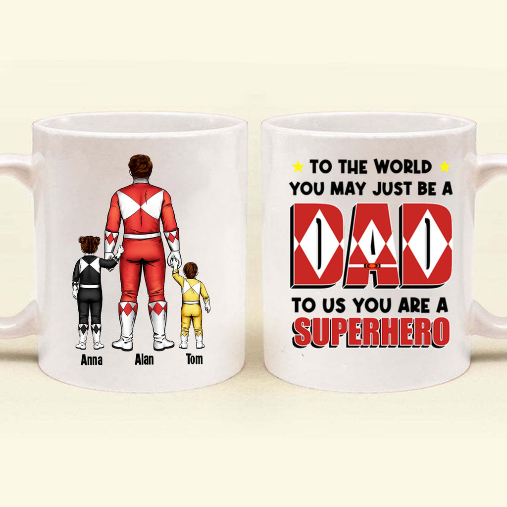 Personalized Ceramic Mug for Dad - Superhero Gift, Family Customization