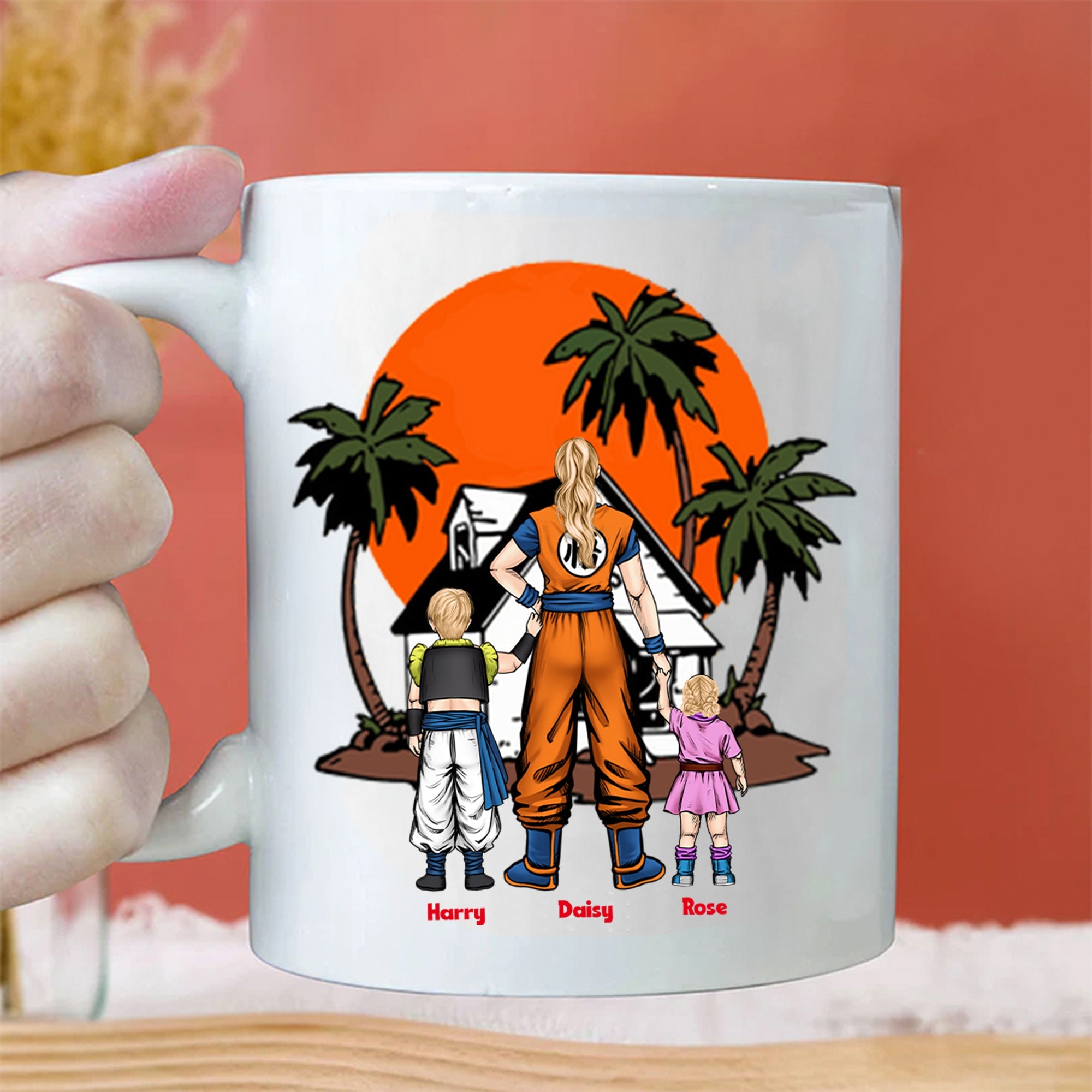 Personalized Saiyan Mom Mug Custom Family Names Gift
