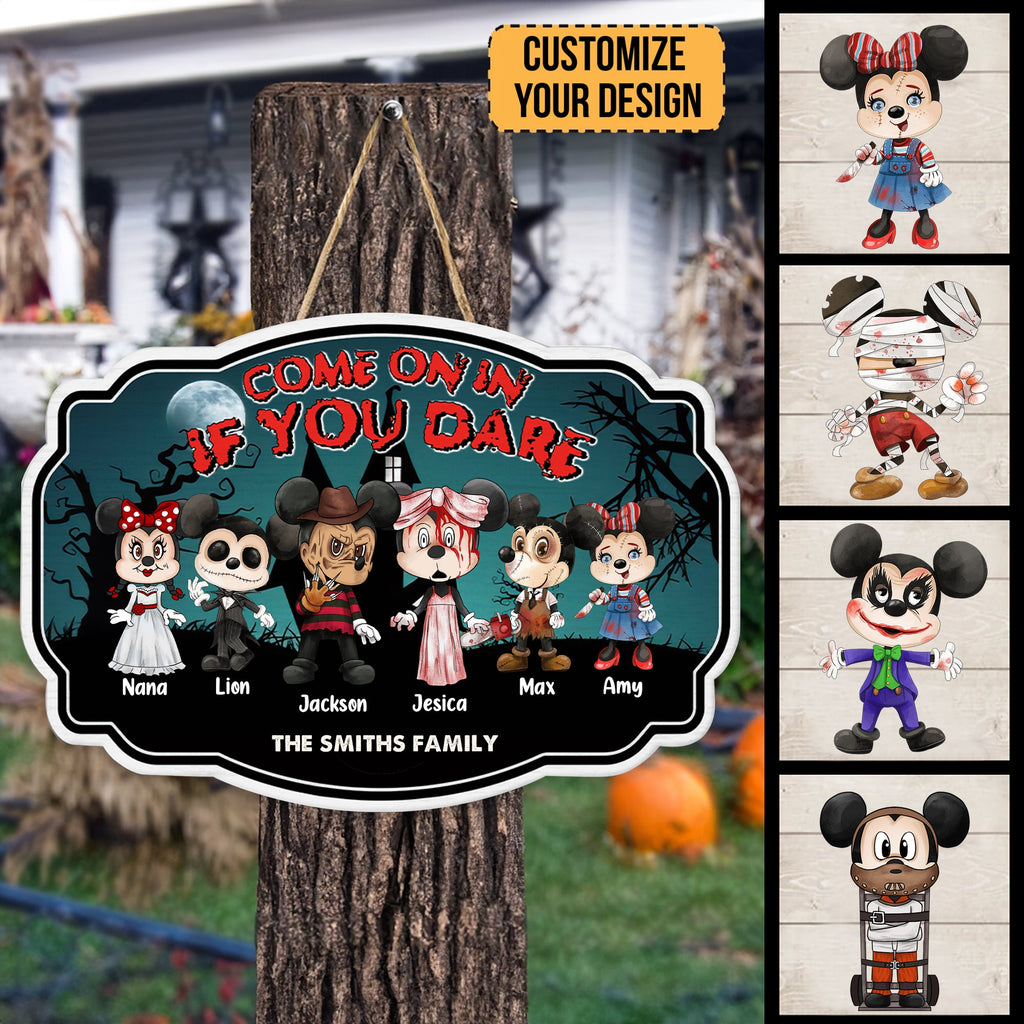 Personalized Horror Halloween Wood Sign with Family Names - Unique Decor