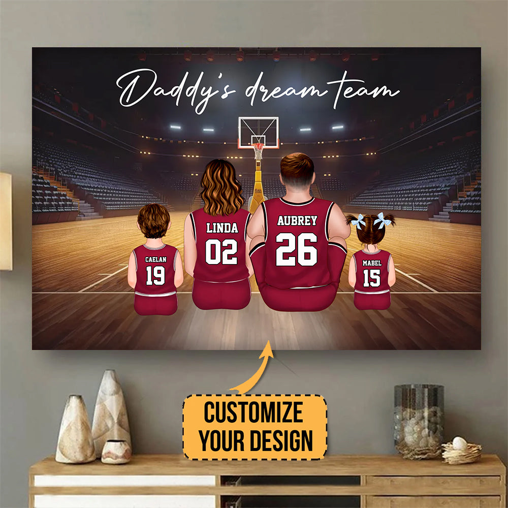 Personalized Basketball Family Canvas Poster Gift for Dad