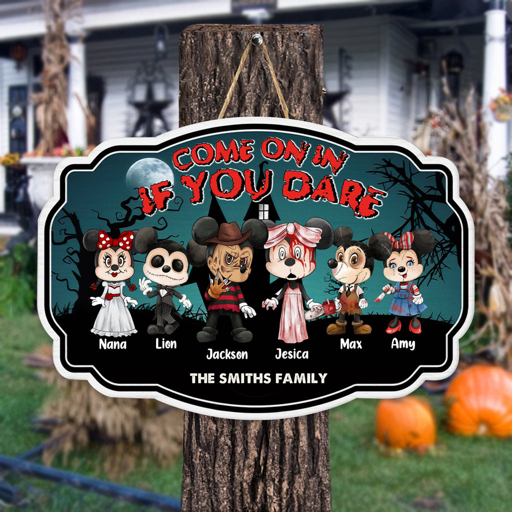 Personalized Horror Halloween Wood Sign with Family Names - Unique Decor