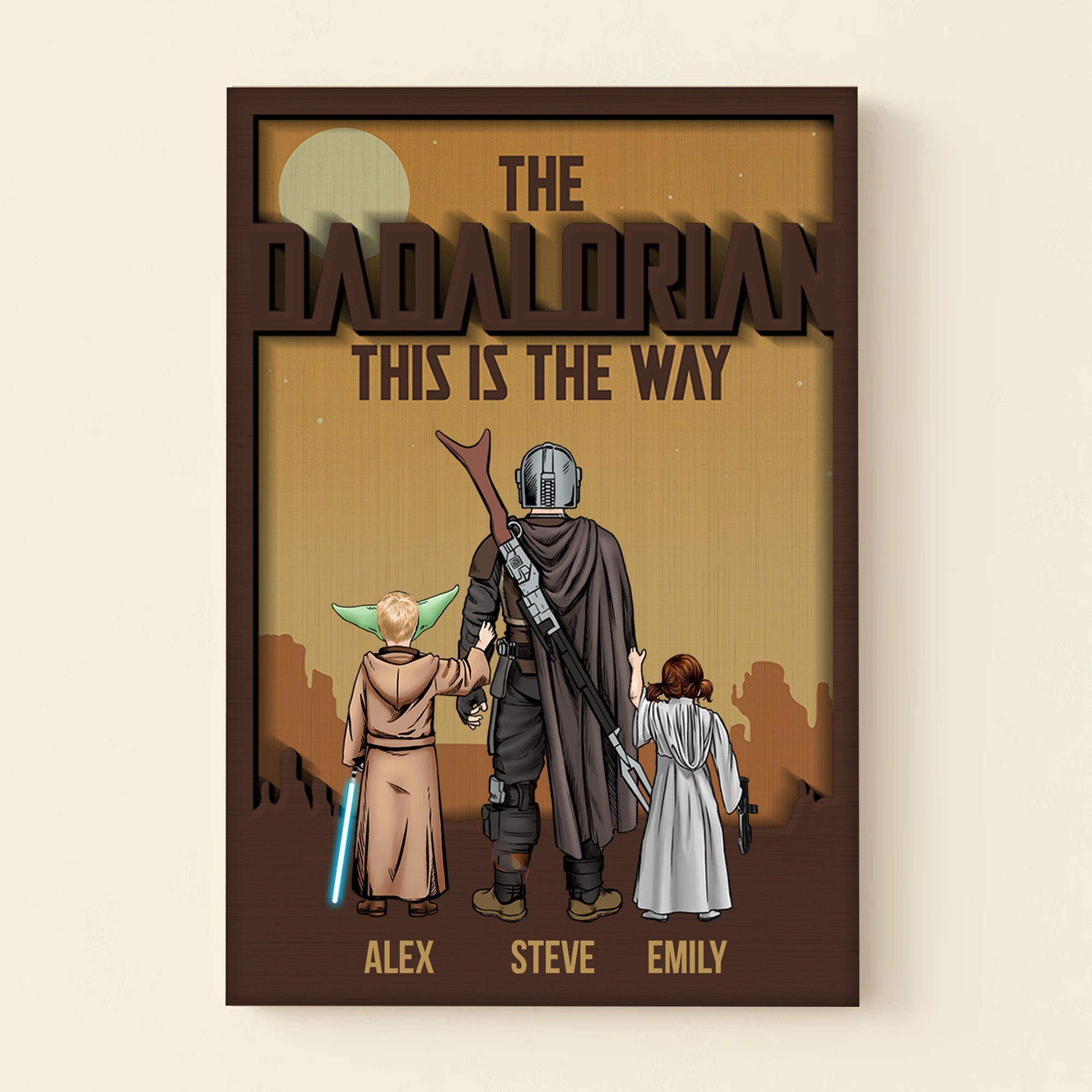 Personalized Dadalorian Canvas Poster Gift for Dad - Unique Father's Day Home Decor