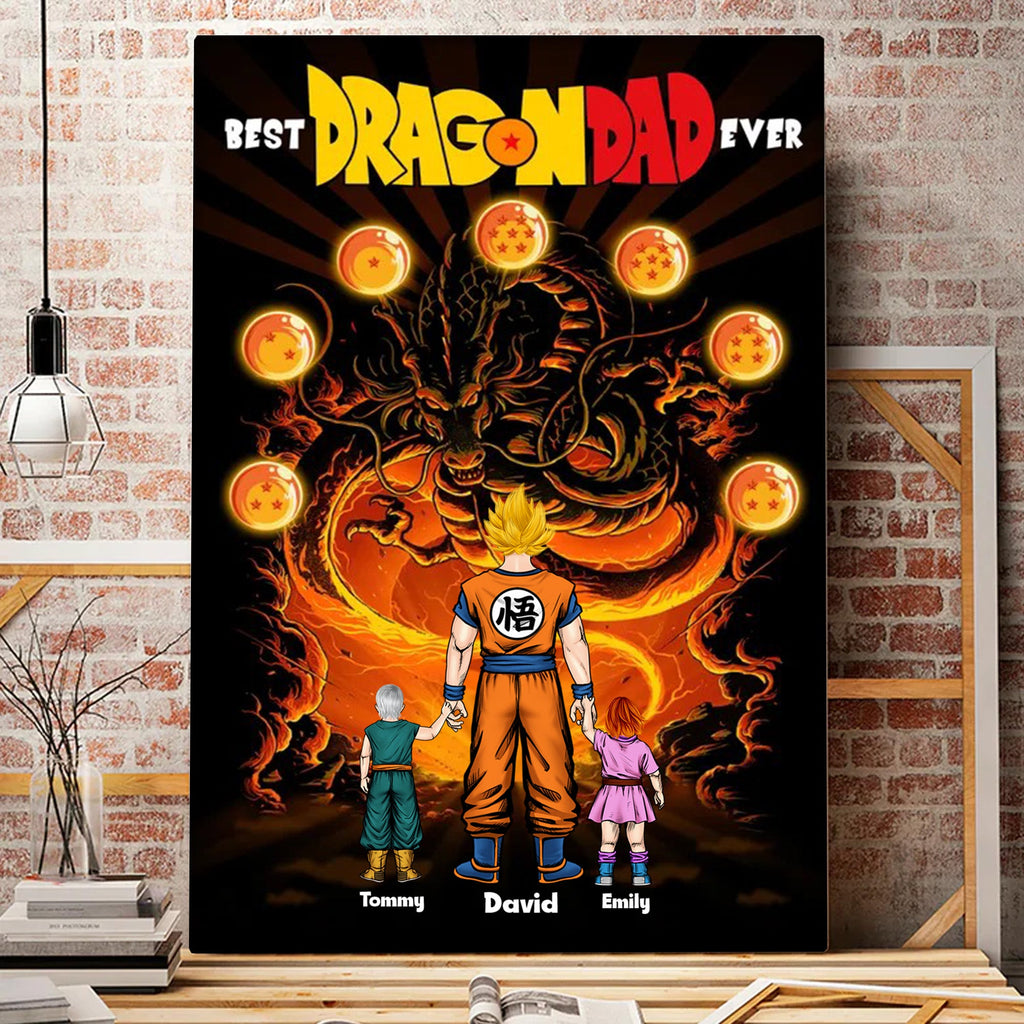 Personalized Saiyan Dad Canvas Art Custom Family Gift for Father's Day Canvas GradoCreations