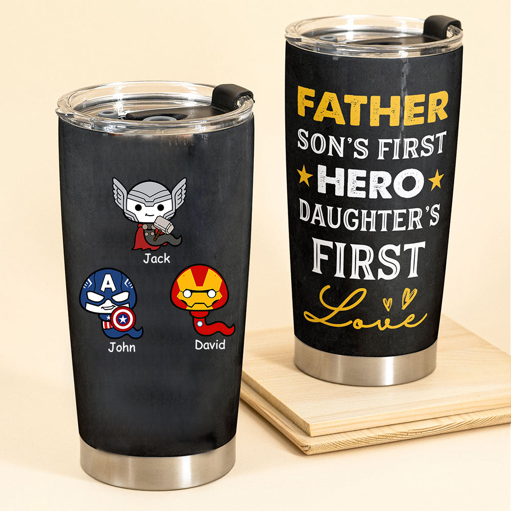Personalized Stainless Steel Tumbler for Dad | Son’s First Hero Gift Tumbler GradoCreations