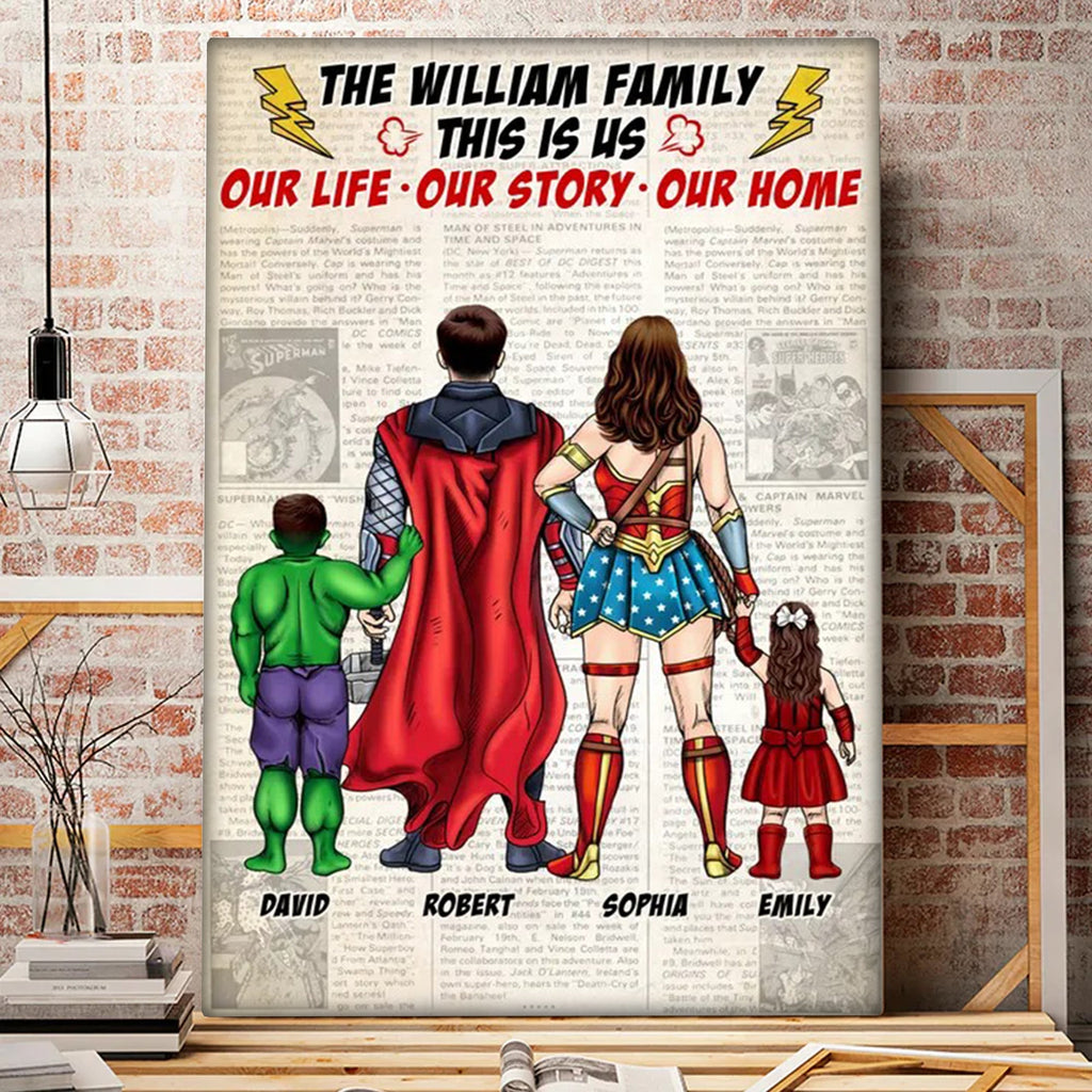 Personalized Superhero Canvas Poster Gift for Dad or Husband Canvas GradoCreations